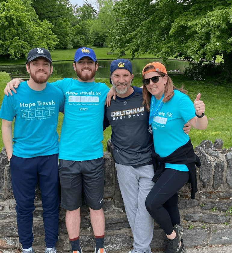 A family of Hope Travels 5K 2021 participants in matching shirts