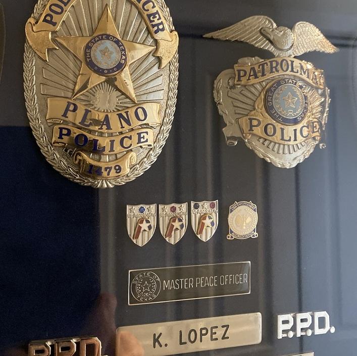 Kevin Lopez's Plano Police badges