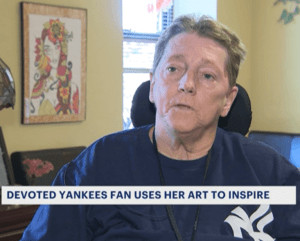 Jane Koza on the news reads Devoted Yankees Fan Uses Her Art to Inspire