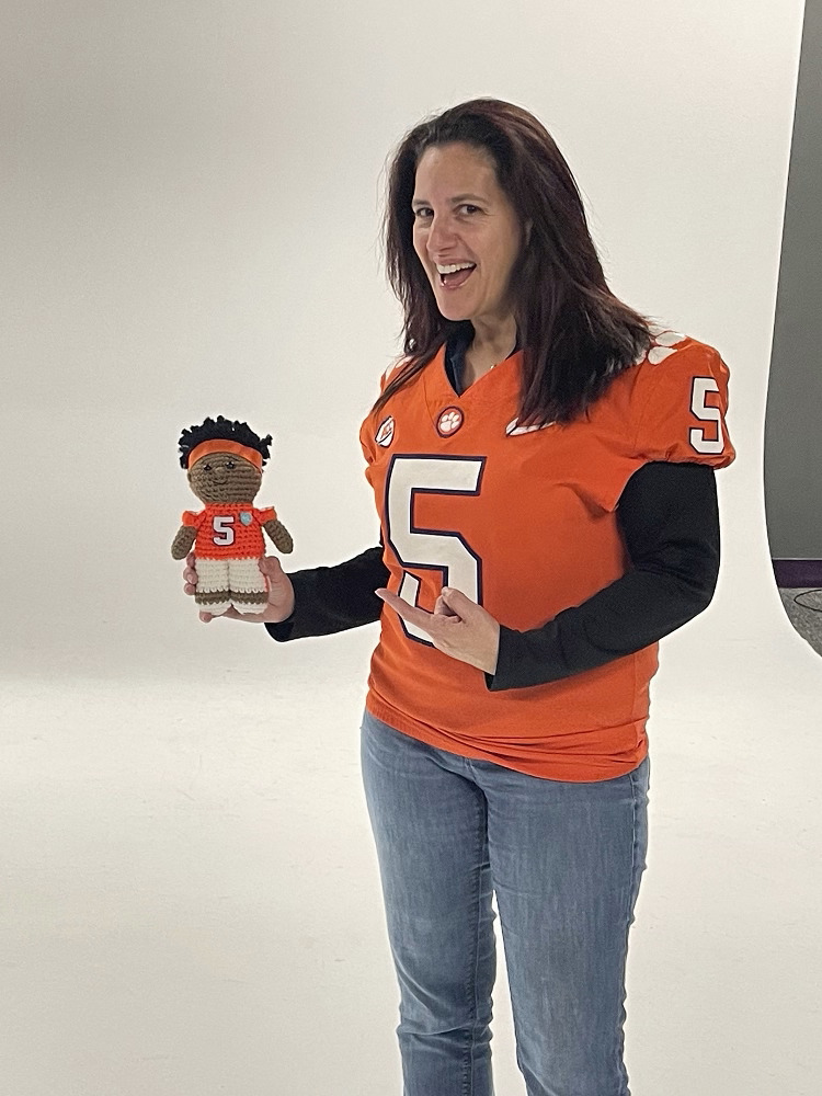 Kelly L Green with Lil KJ Henry Clemson doll