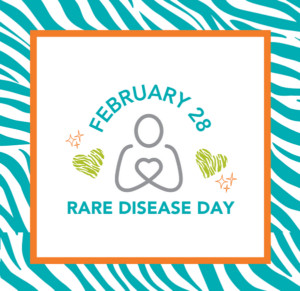 Zebra-themed graphic says February 28 - Rare Disease Day