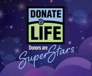 A space themed graphic reads Donat eLife: Donors are SuperStars