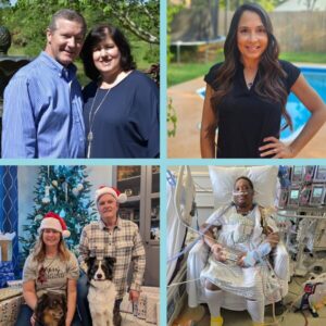Four Help Hope Live clients who received transplants in December 2024: Russell Moore, Brittany Nugen, Daniel Leezer, and Mitchell Freeman.