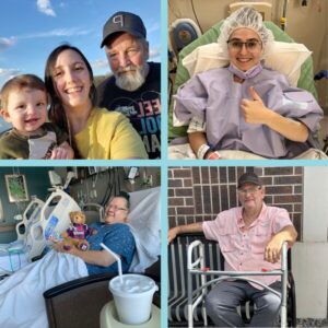 Four Help Hope Live clients who received a transplant in March 2025: Brian Wolfe, Rachelle LeGresley, Jeffrey Lynn McRae, and Jeanette Dick.