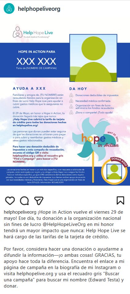 Ejemplo de publicación en redes sociales Instagram