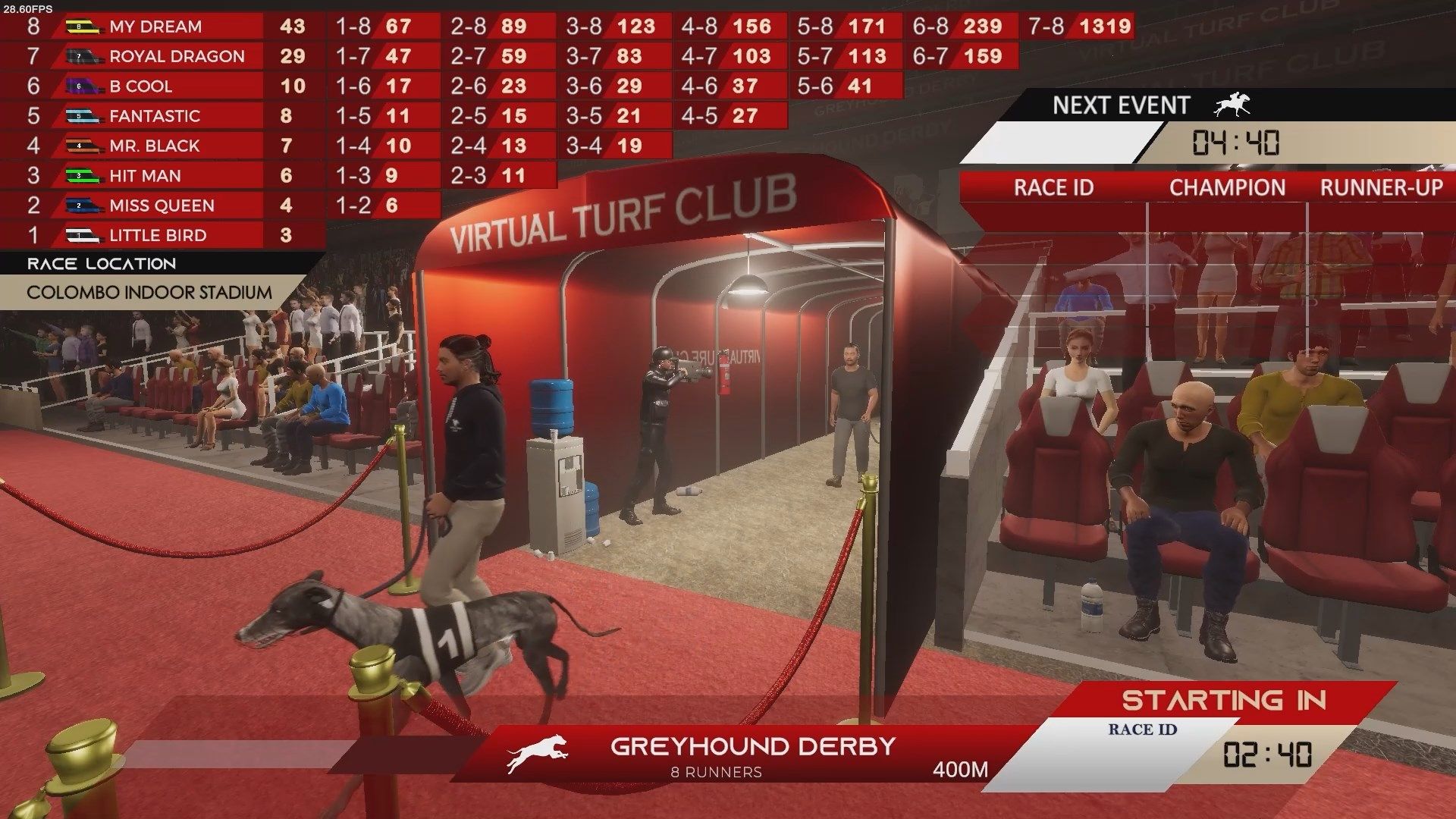 Virtual Greyhound Racing Interface - View 1