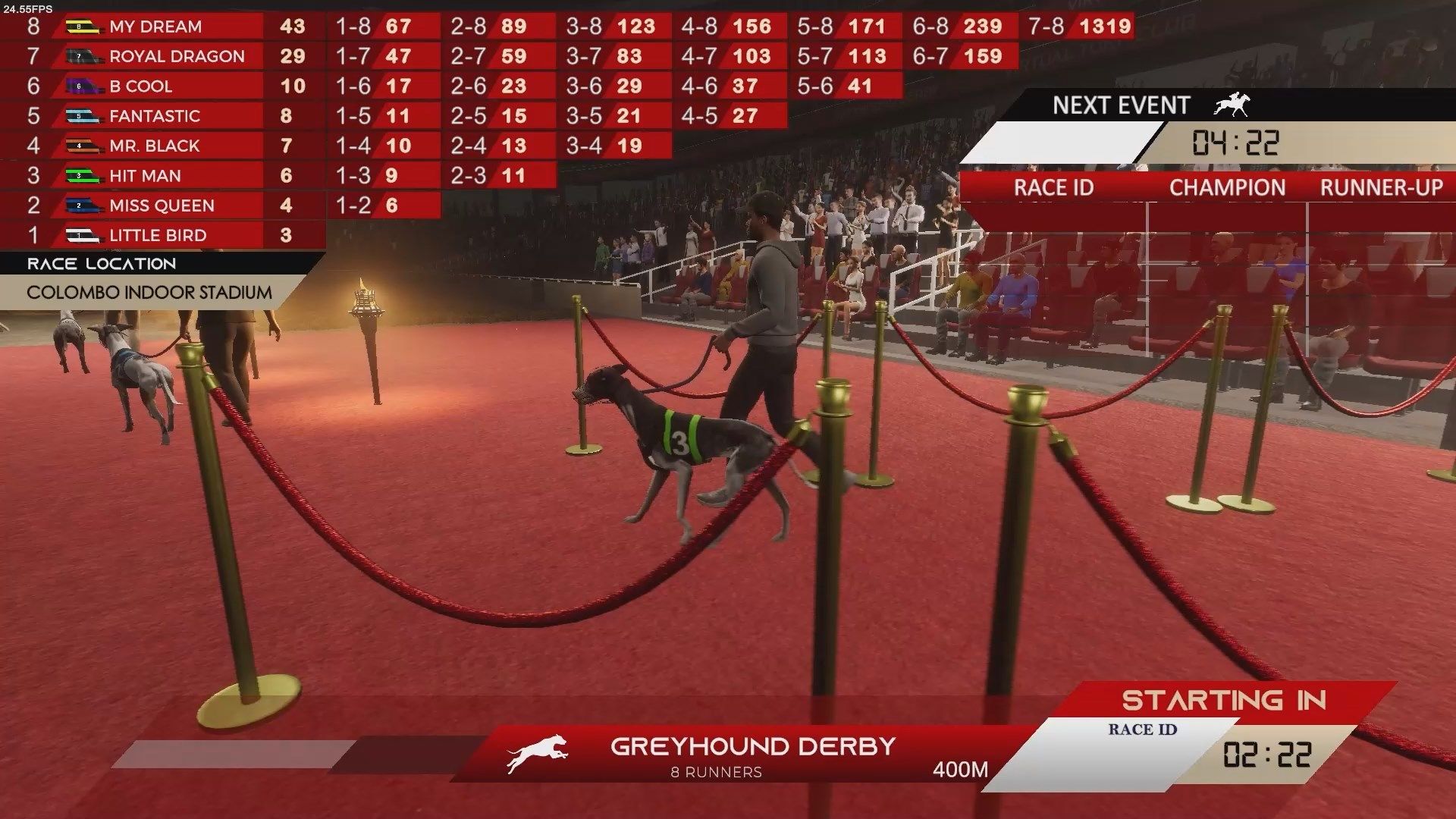 Virtual Greyhound Racing Interface - View 2