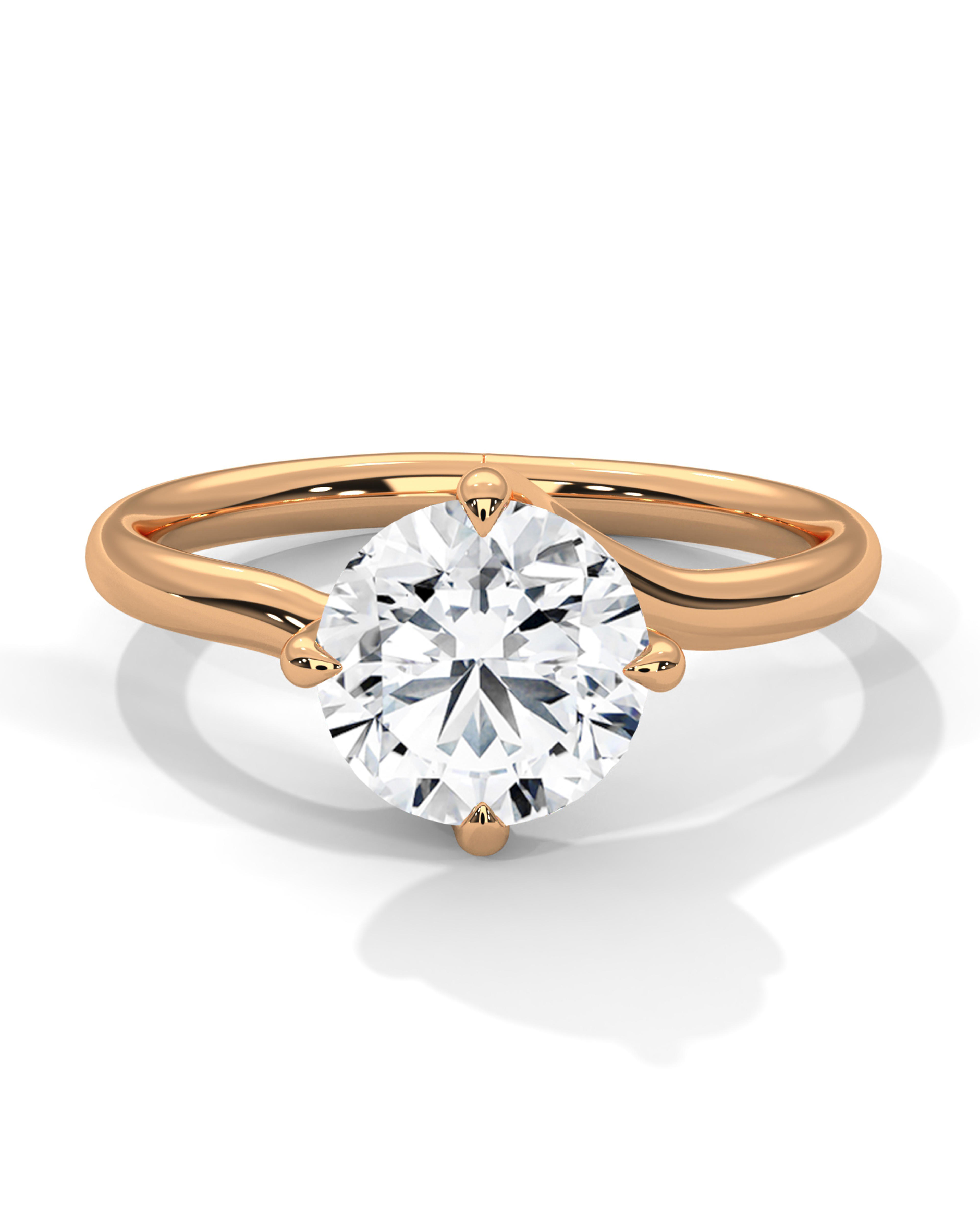 Solitaire Ring 9K Rose with VVS/VS — view 1