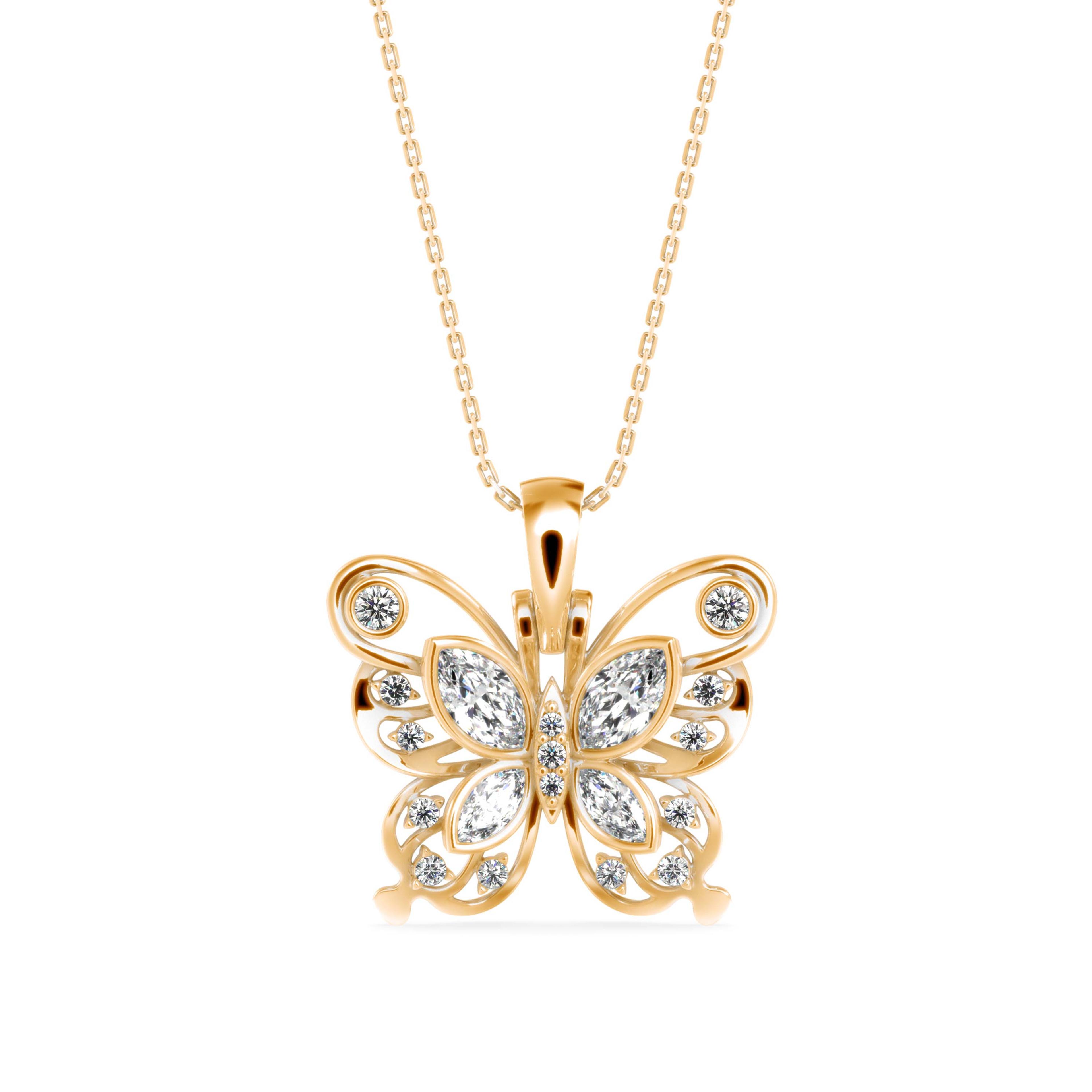 The Monarch 0.97ct Lab-Grown Diamond Butterfly Pendant 18K Yellow - 3