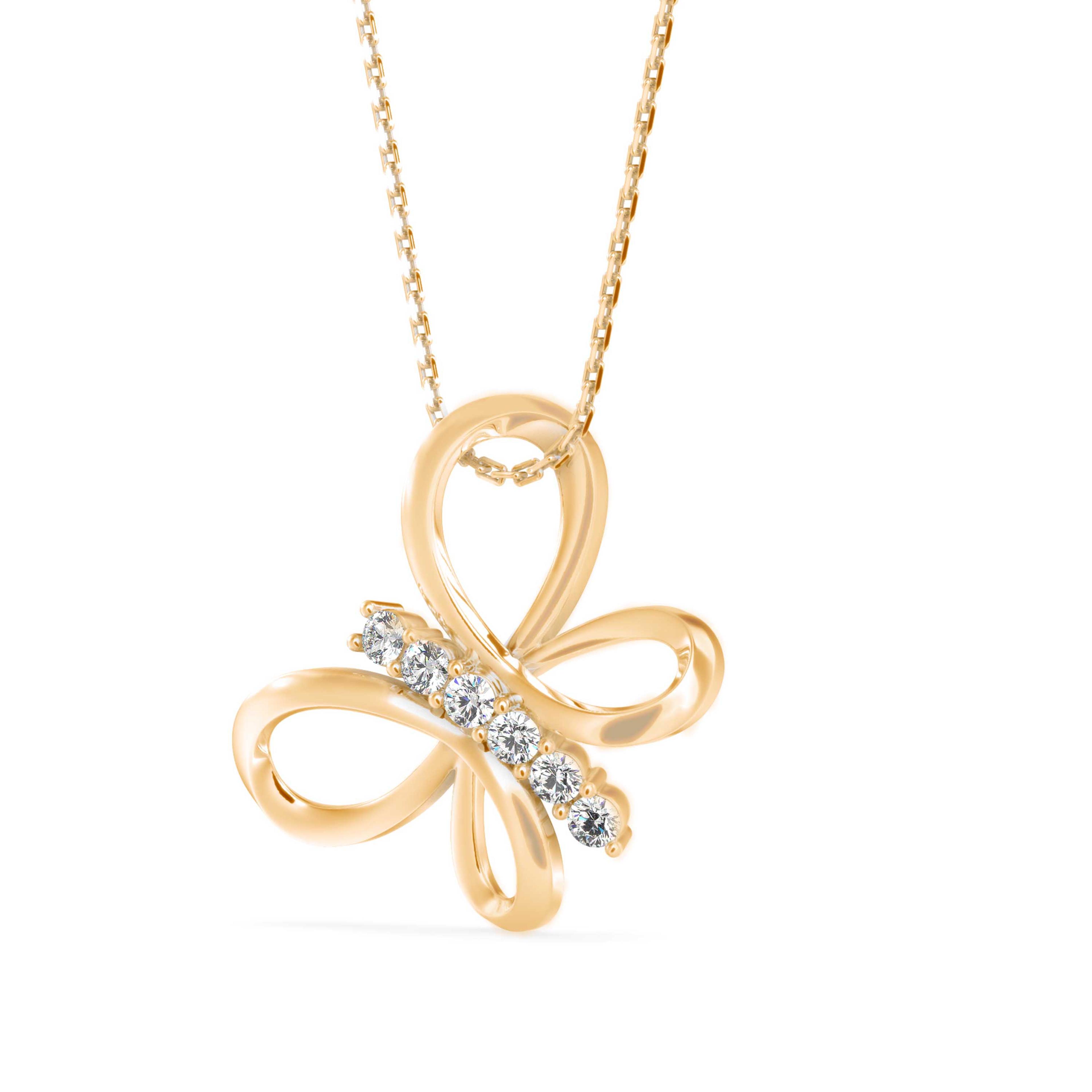 The Serenade 0.20ct Lab-Grown Diamond Butterfly Pendant 18K Yellow - 3