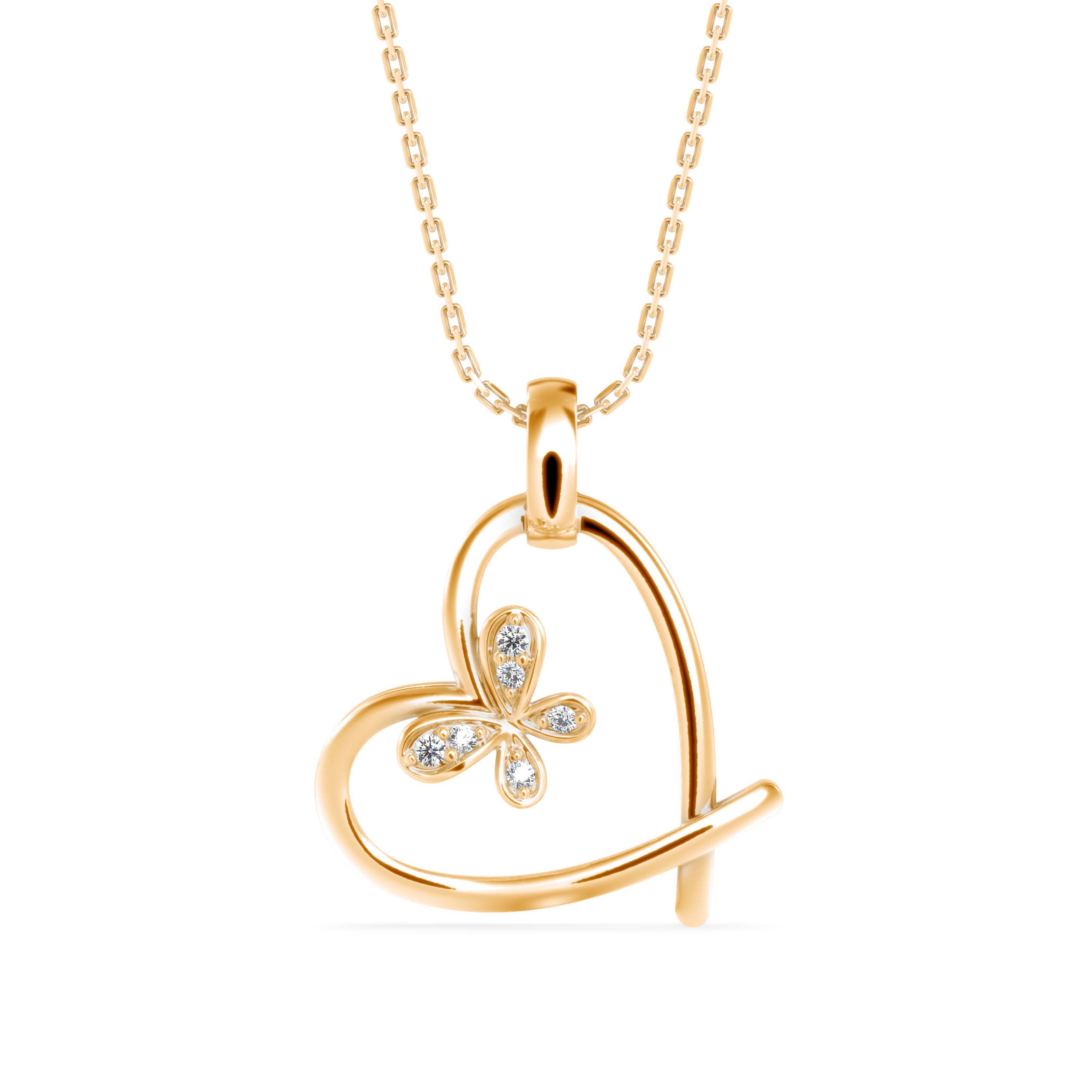 The Fluttering Heart 0.05ct Lab-Grown Diamond Pendant 18K Yellow video 1