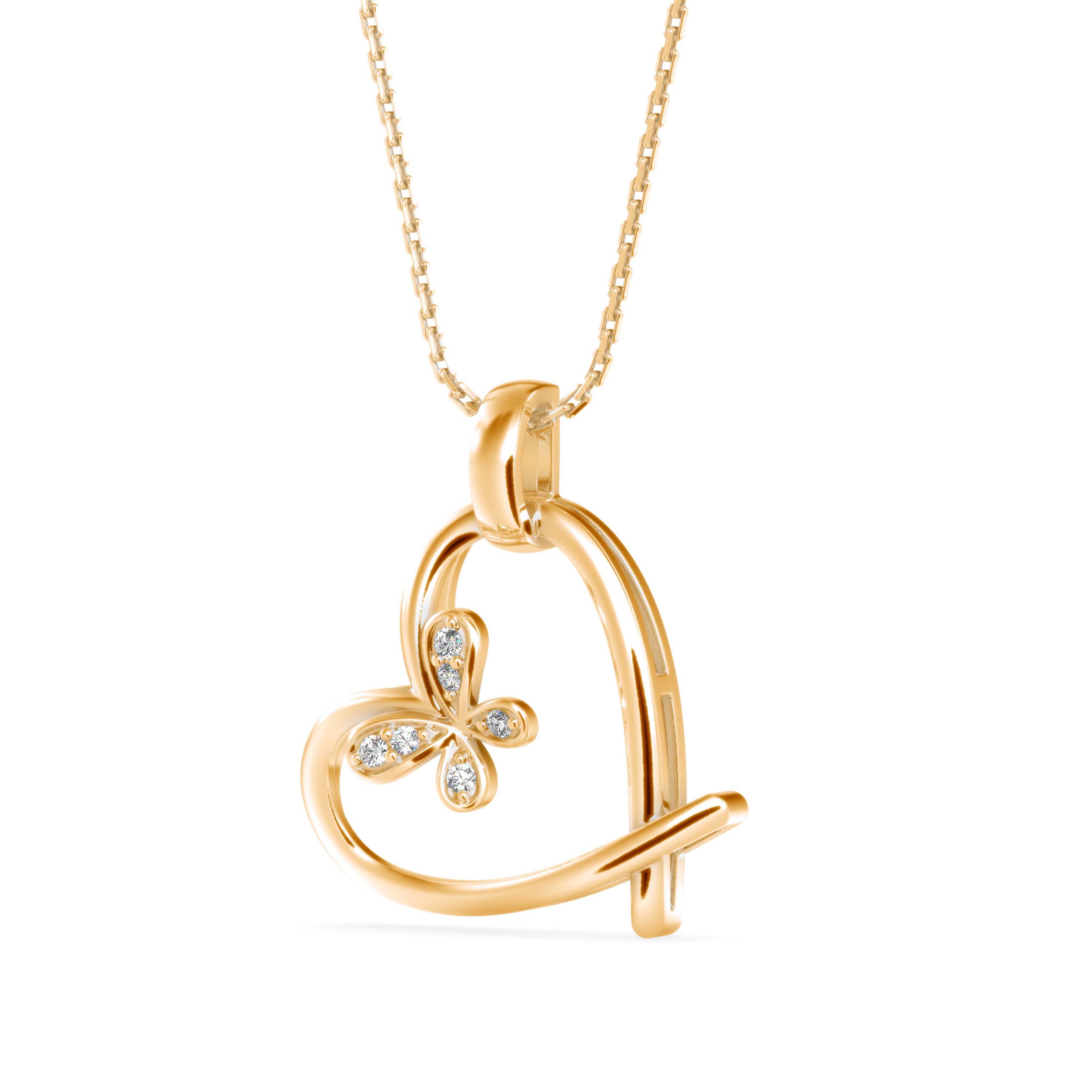 The Fluttering Heart 0.05ct Lab-Grown Diamond Pendant 18K Yellow - 3