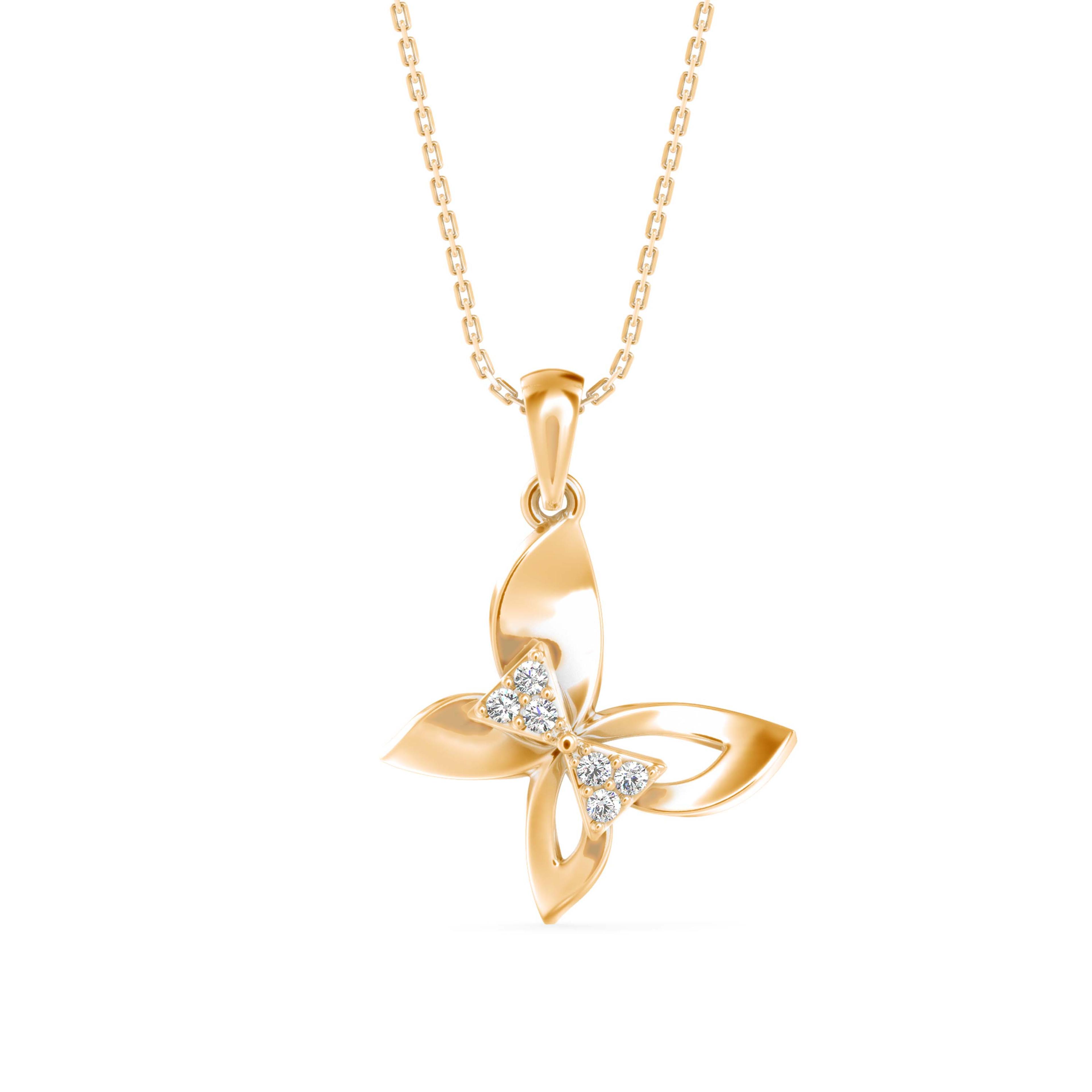 The Zephyr Butterfly 0.10ct Lab-Grown Diamond Pendant 18K Yellow with VVS/VS video 1