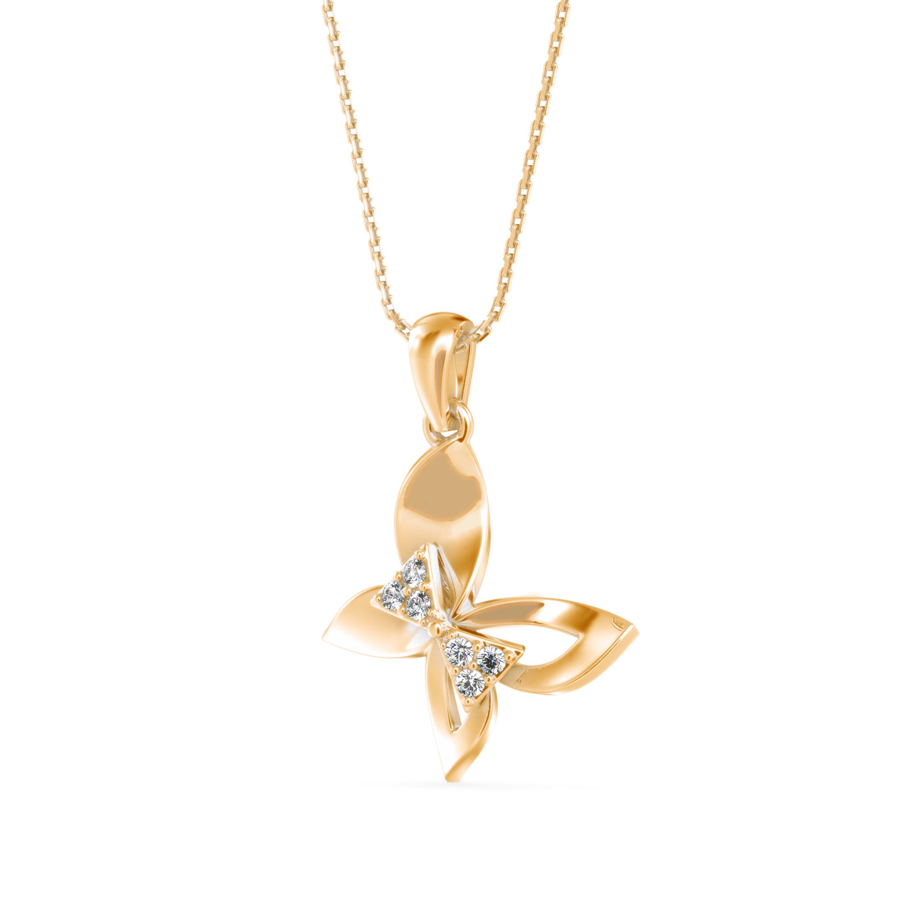 The Zephyr Butterfly 0.10ct Lab-Grown Diamond Pendant 18K Yellow with VVS/VS - 5