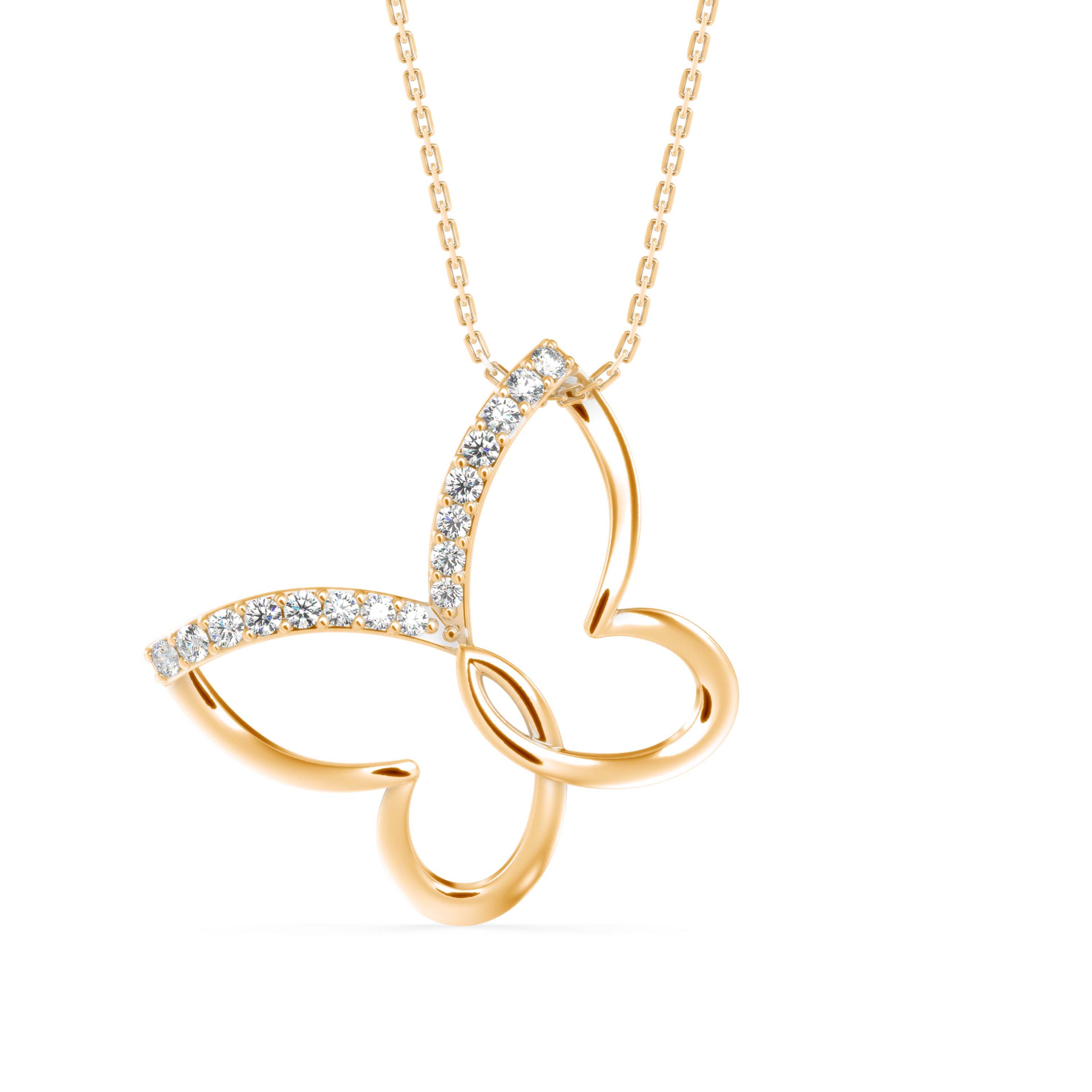 The Flora Butterfly 0.10ct Lab-Grown Diamond Pendant 18K Yellow with VVS/VS video 1