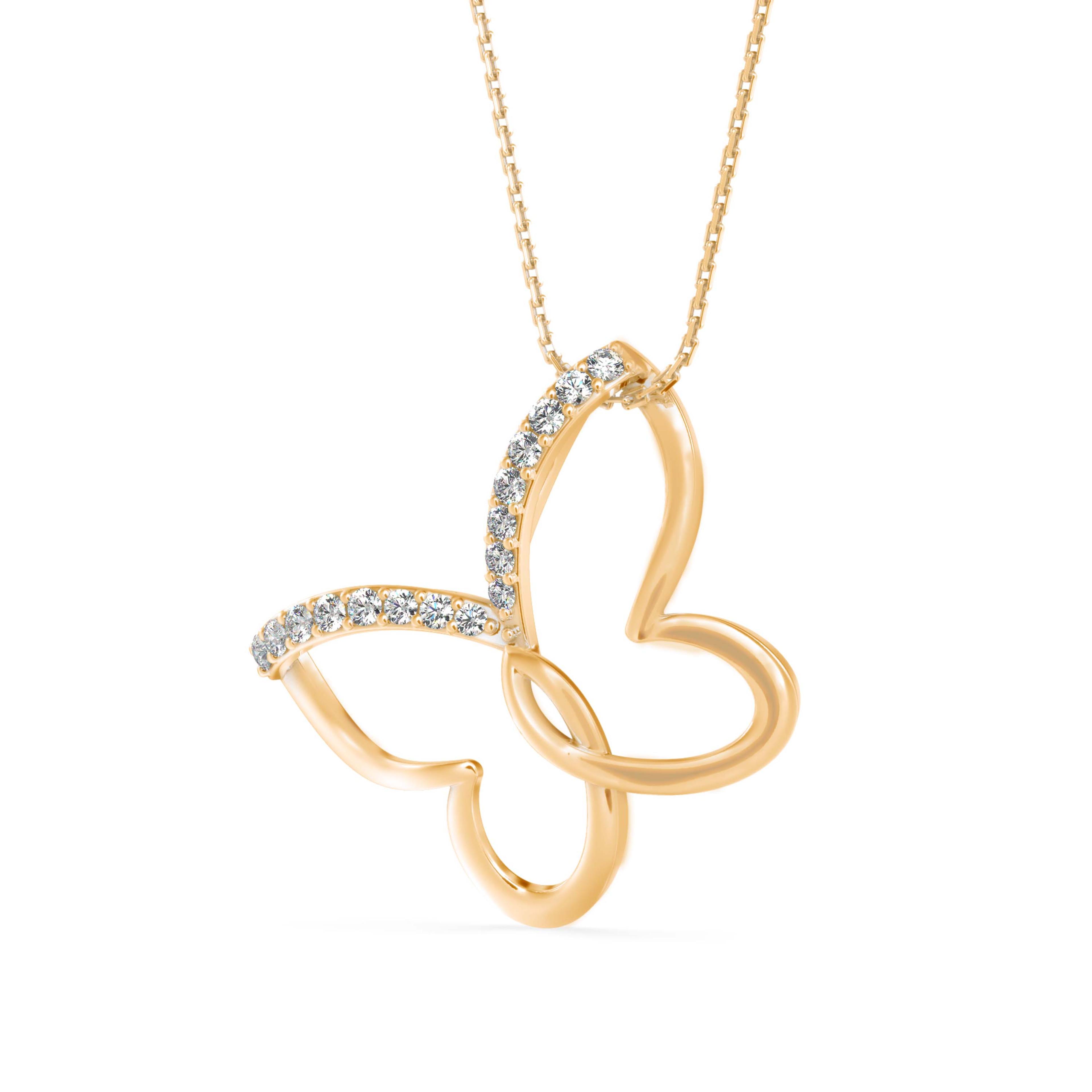 The Flora Butterfly 0.10ct Lab-Grown Diamond Pendant 18K Yellow with VVS/VS - 4