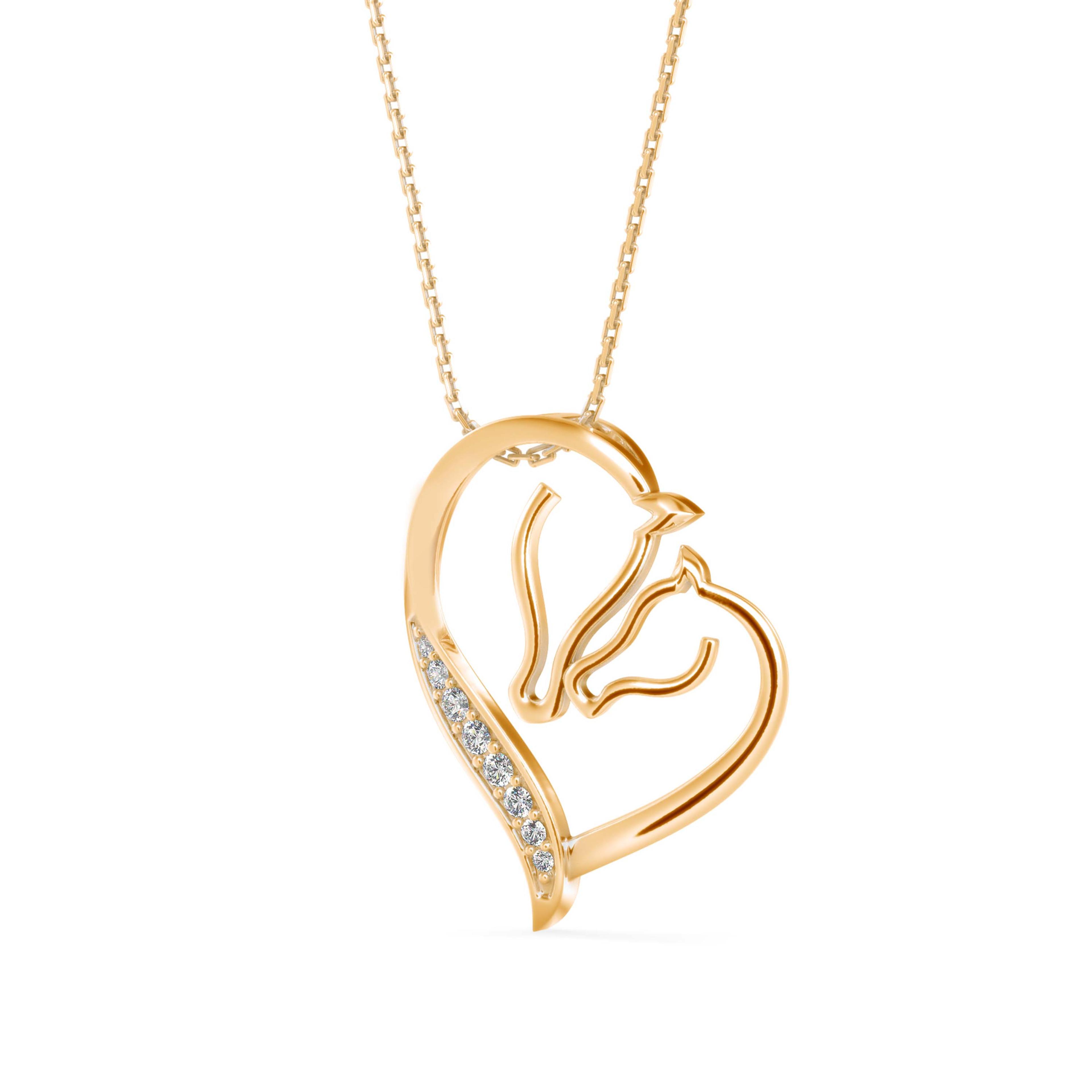 The Silhouette Horse 0.08ct Lab-Grown Diamond Pendant 14K Yellow with VVS/VS - 3