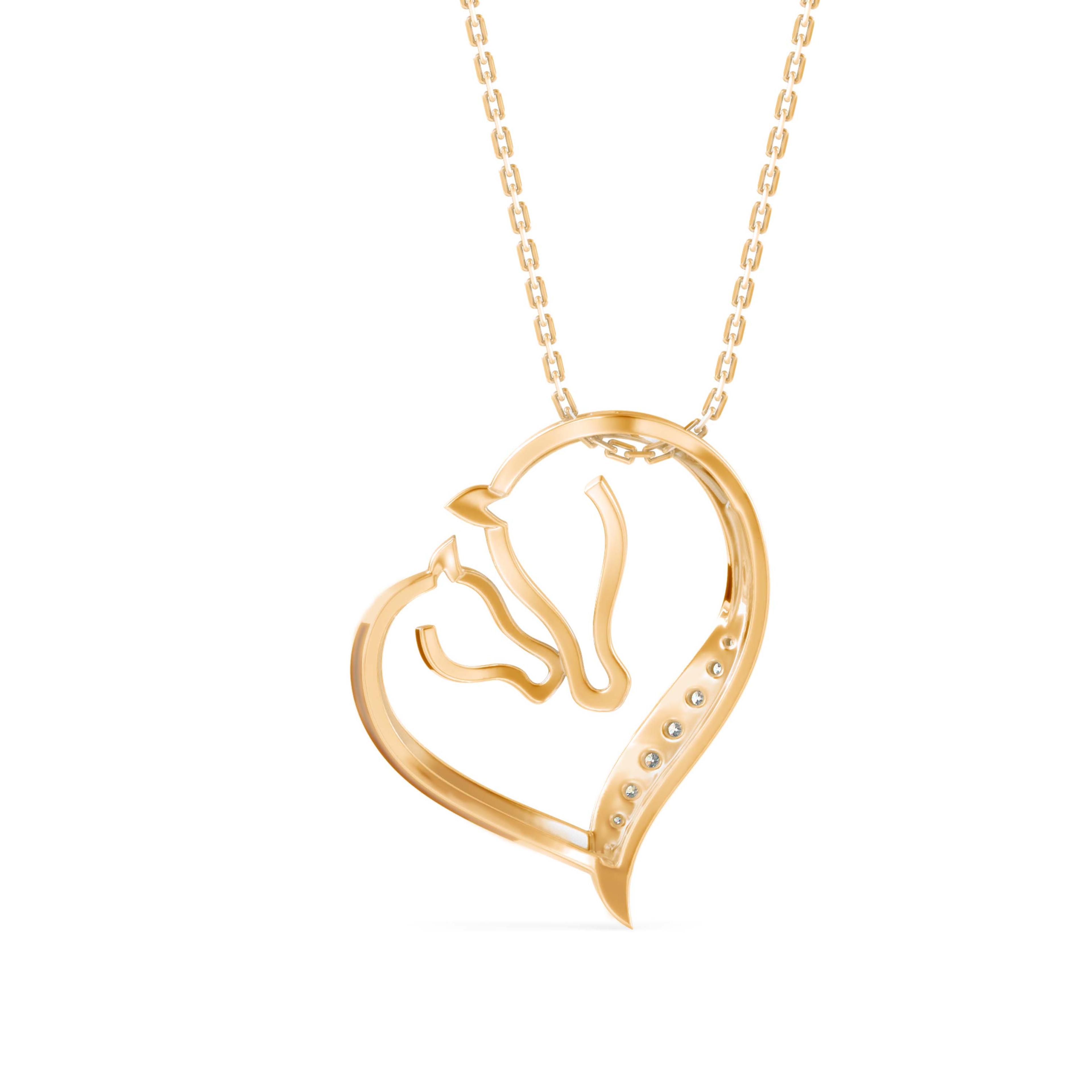 The Silhouette Horse 0.08ct Lab-Grown Diamond Pendant 14K Yellow with VVS/VS - 5