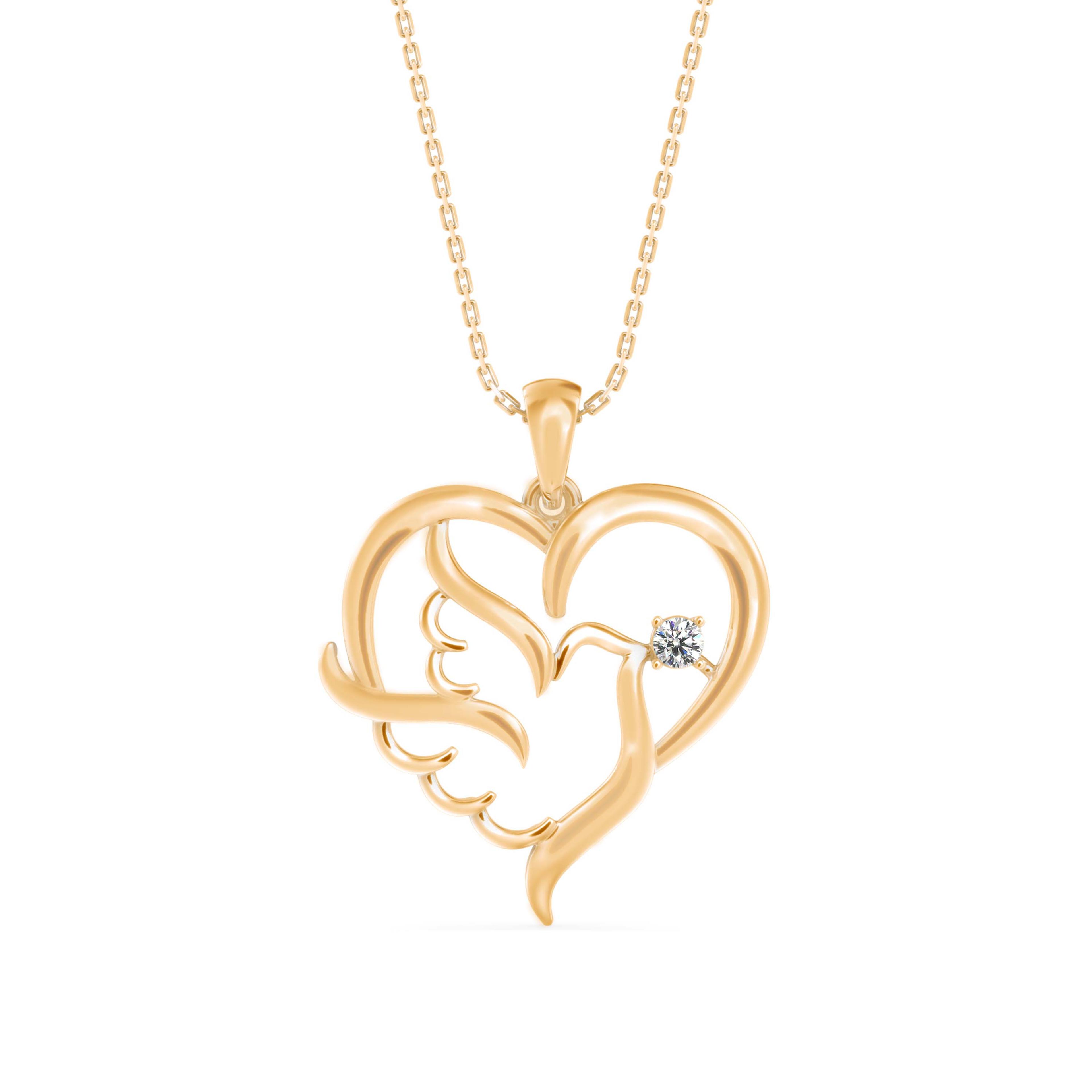 The Dove Heart 0.06ct Lab-Grown Diamond Pendant 14K Yellow with VVS/VS video 1