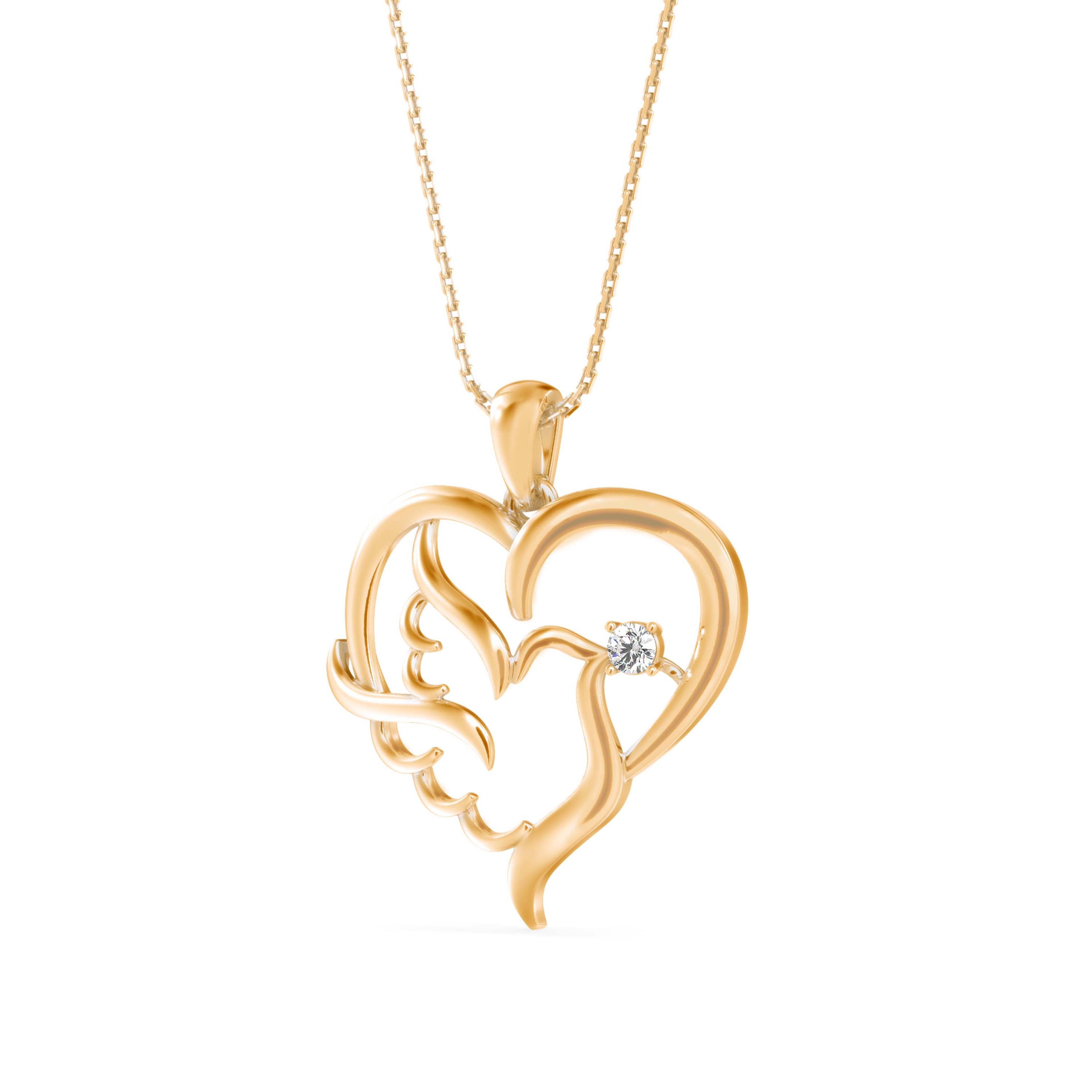 The Dove Heart 0.06ct Lab-Grown Diamond Pendant 14K Yellow with VVS/VS - 3