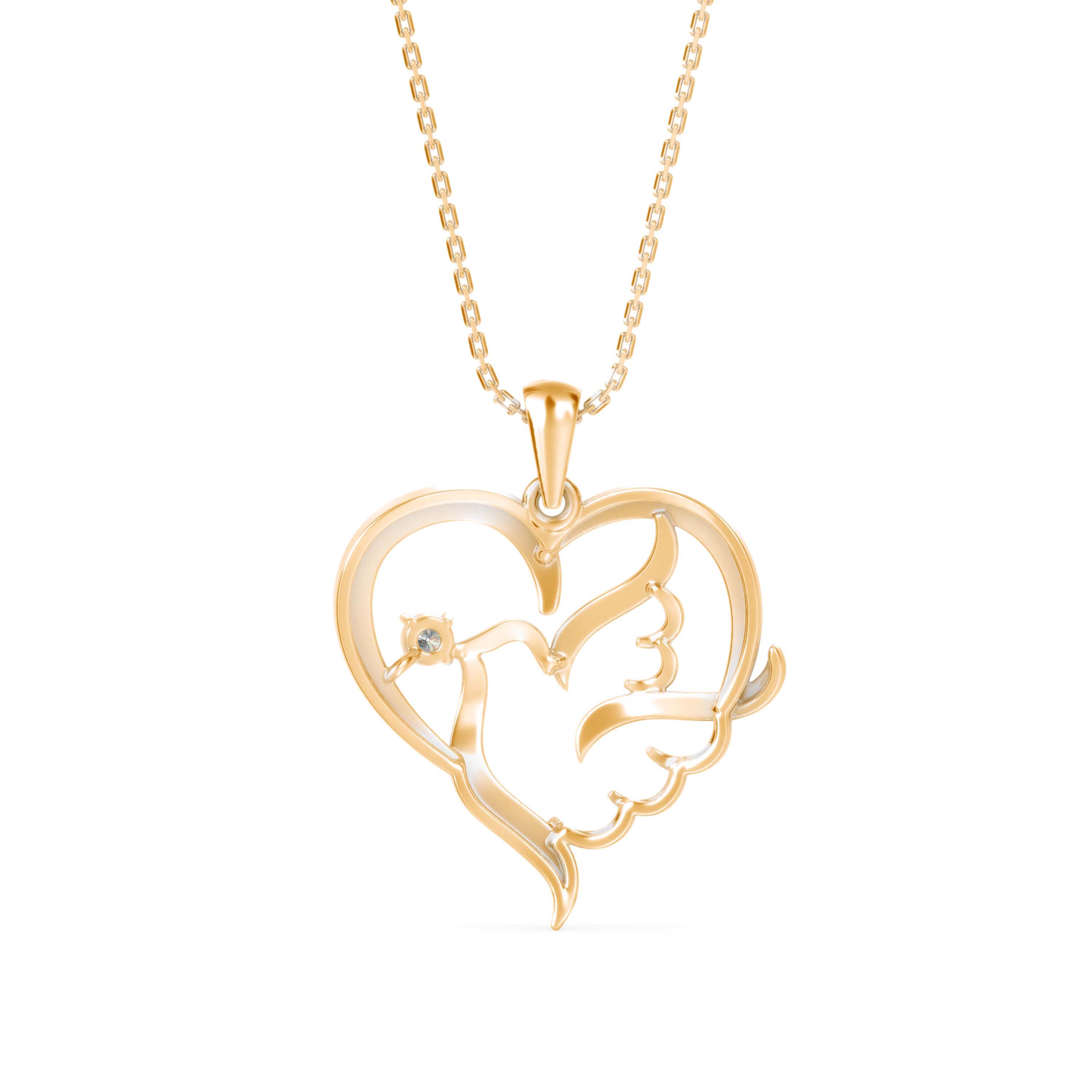 The Dove Heart 0.06ct Lab-Grown Diamond Pendant 14K Yellow with VVS/VS - 5