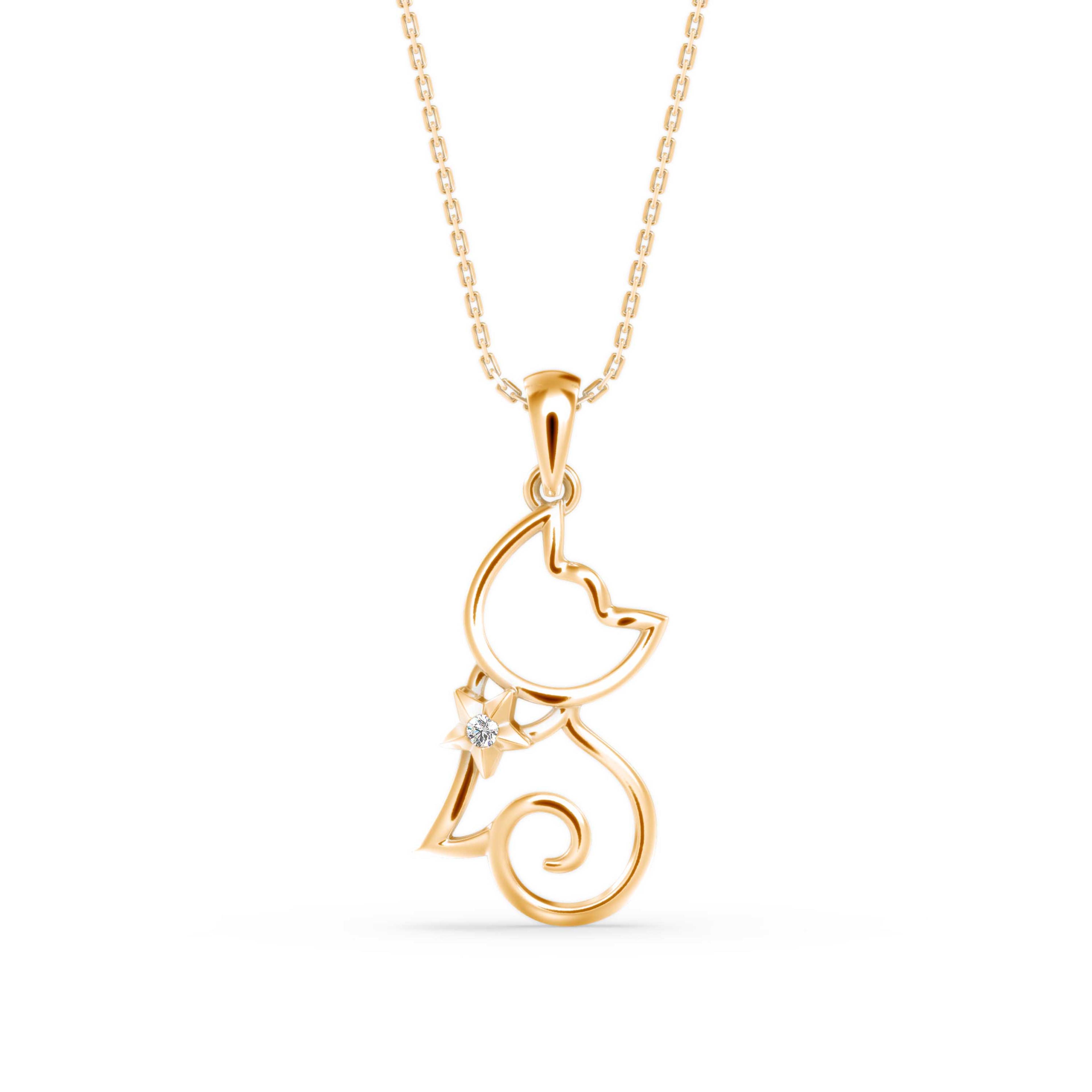 The Starlight Cat 0.03ct Lab-Grown Diamond Pendant 14K Yellow with VVS/VS video 1