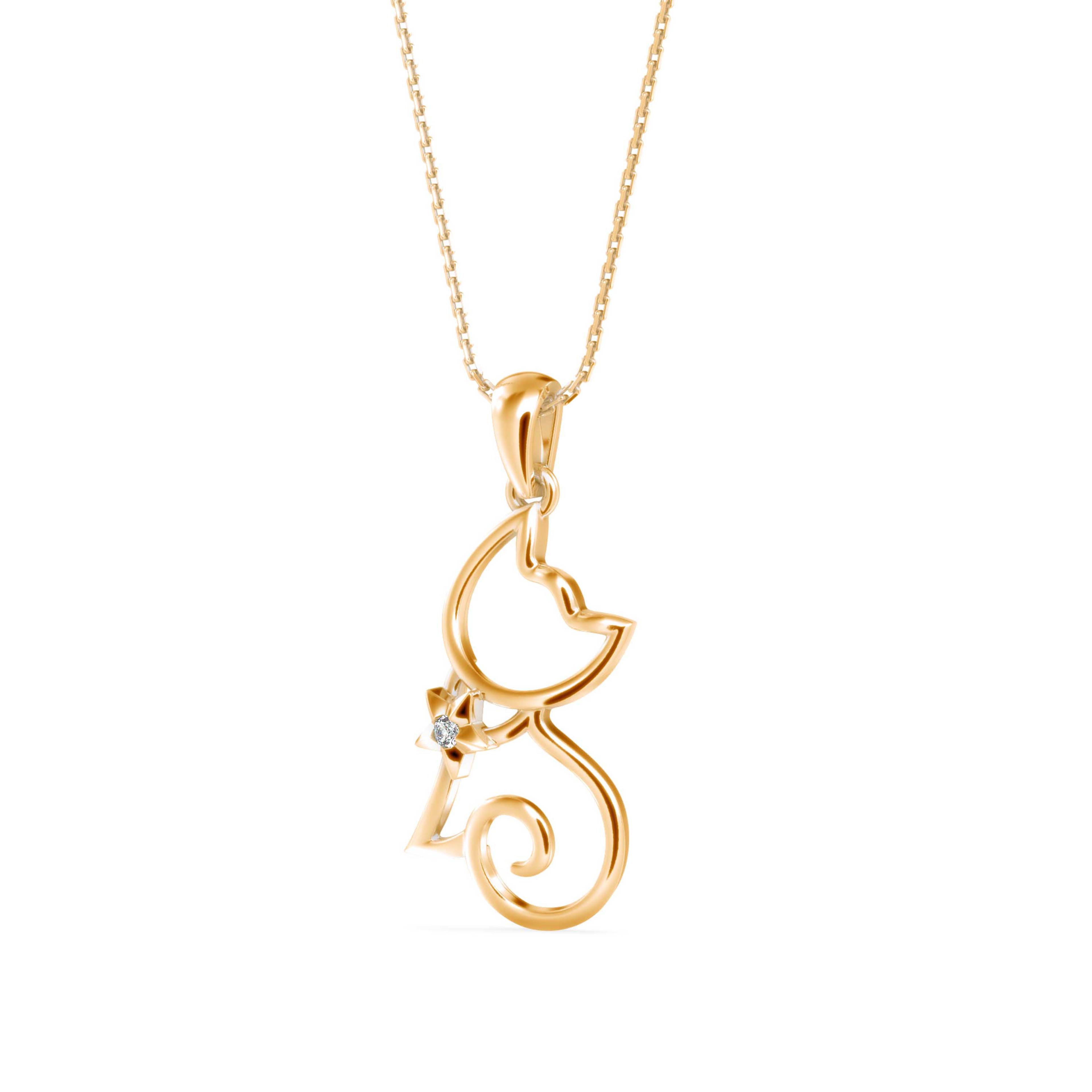 The Starlight Cat 0.03ct Lab-Grown Diamond Pendant 14K Yellow with VVS/VS - 3