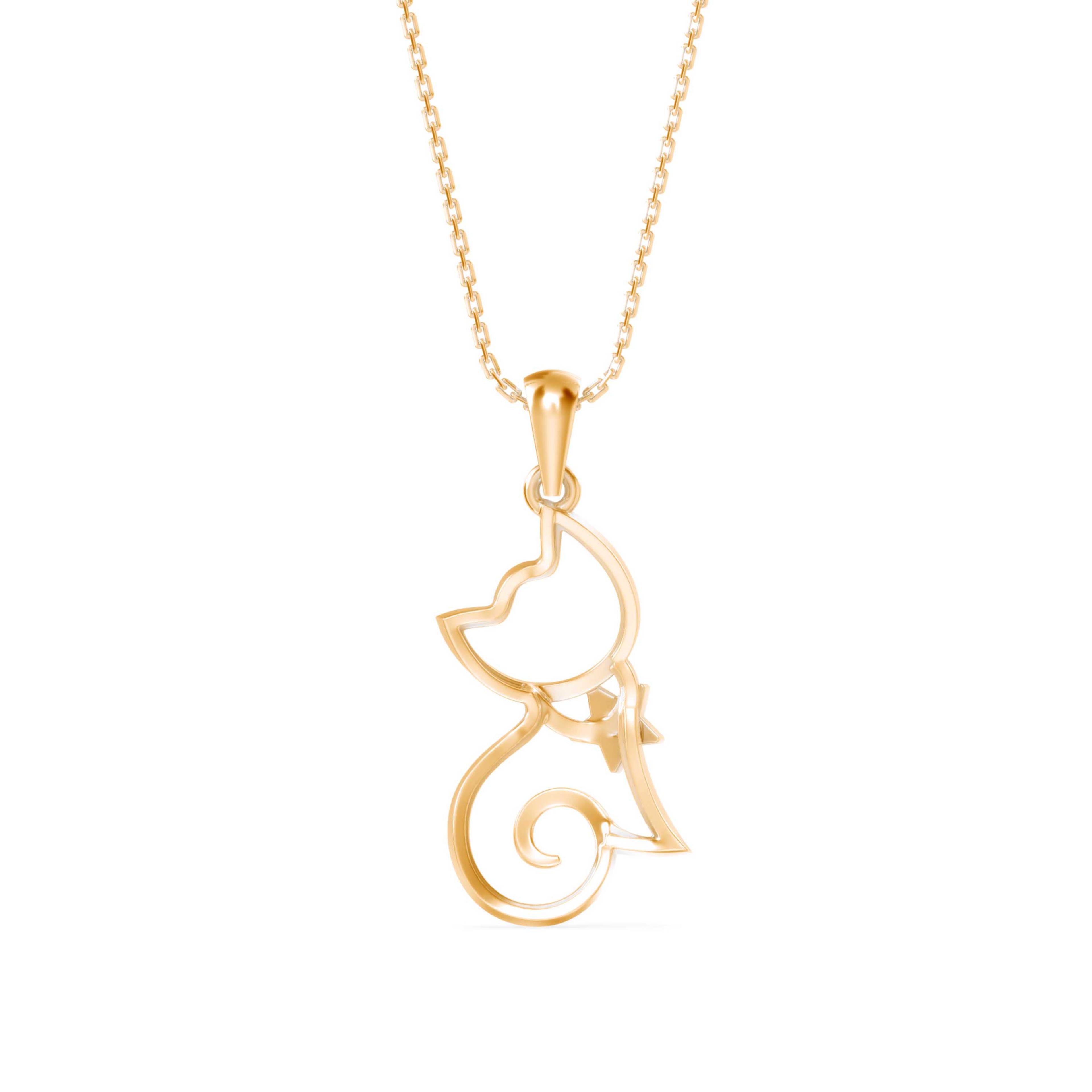 The Starlight Cat 0.03ct Lab-Grown Diamond Pendant 14K Yellow with VVS/VS - 5
