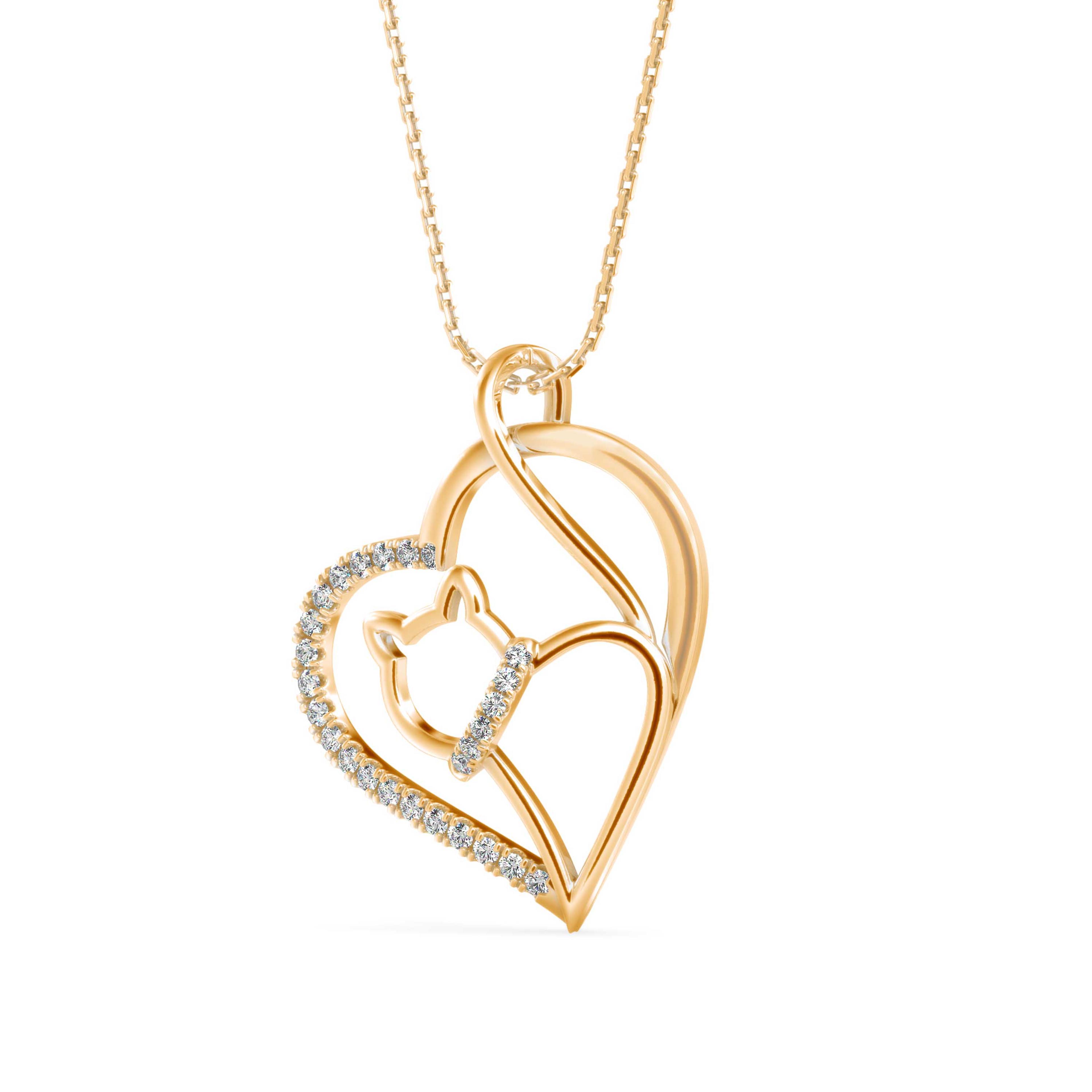 The Silhouette Cat 0.14ct Lab-Grown Diamond Pendant 14K Yellow with VVS/VS - 4