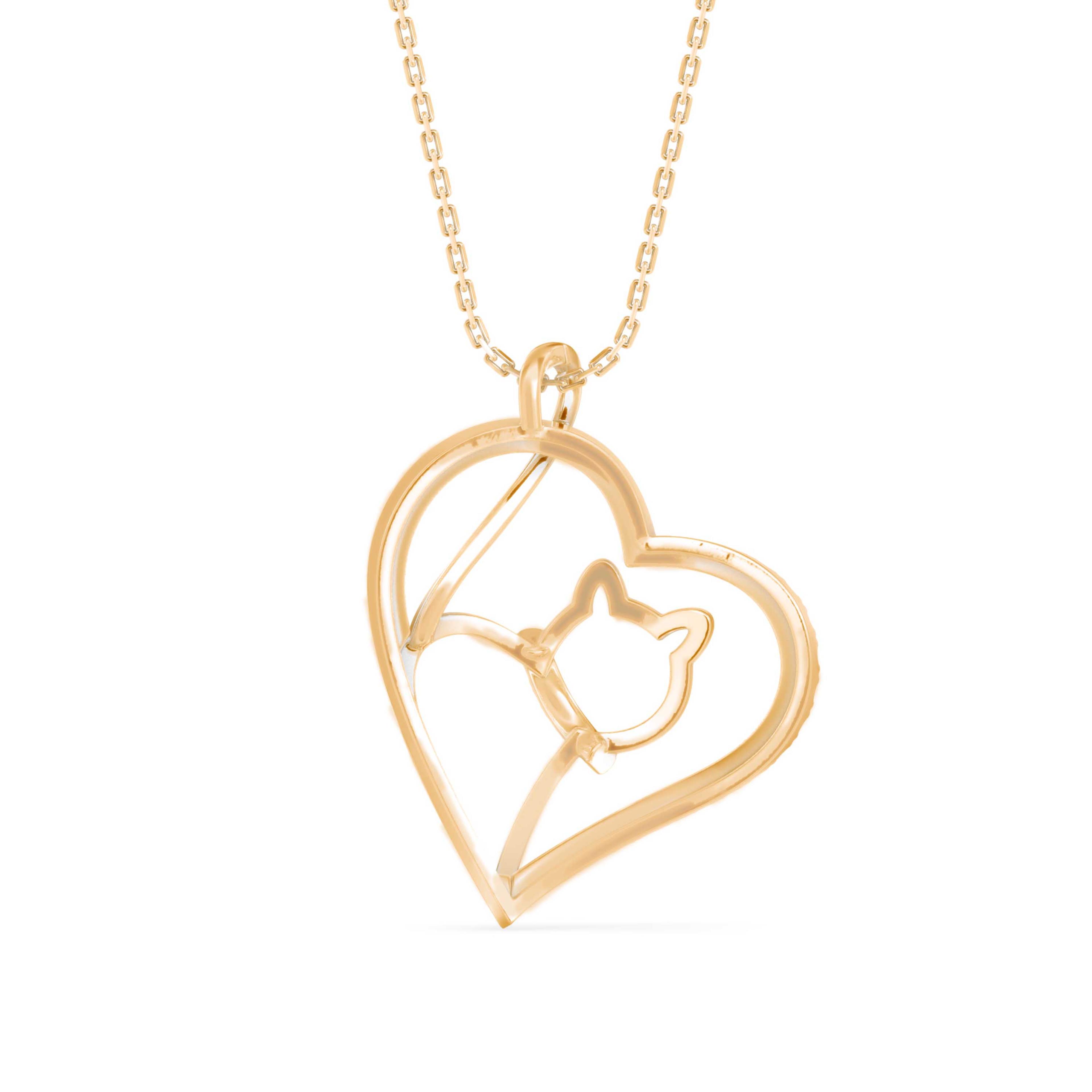 The Silhouette Cat 0.14ct Lab-Grown Diamond Pendant 14K Yellow with VVS/VS - 5