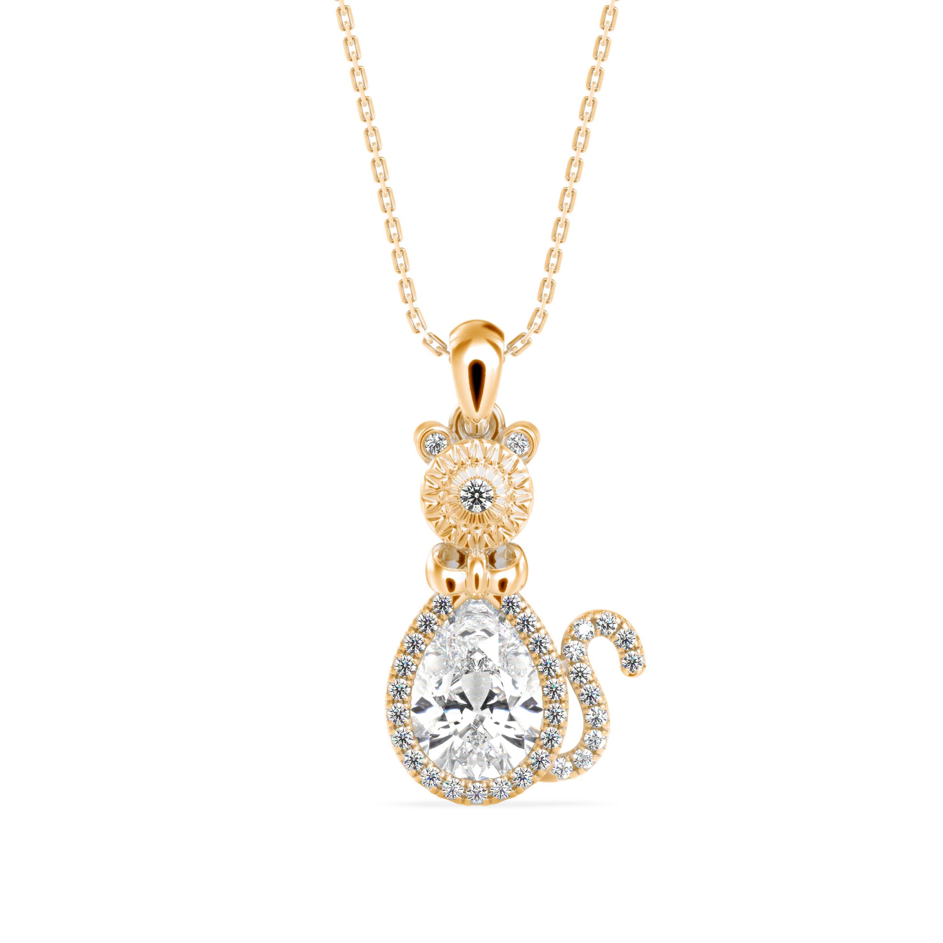 The Lumina Cat 2.00ct Lab-Grown Diamond Pendant 14K Yellow with VVS/VS video 1