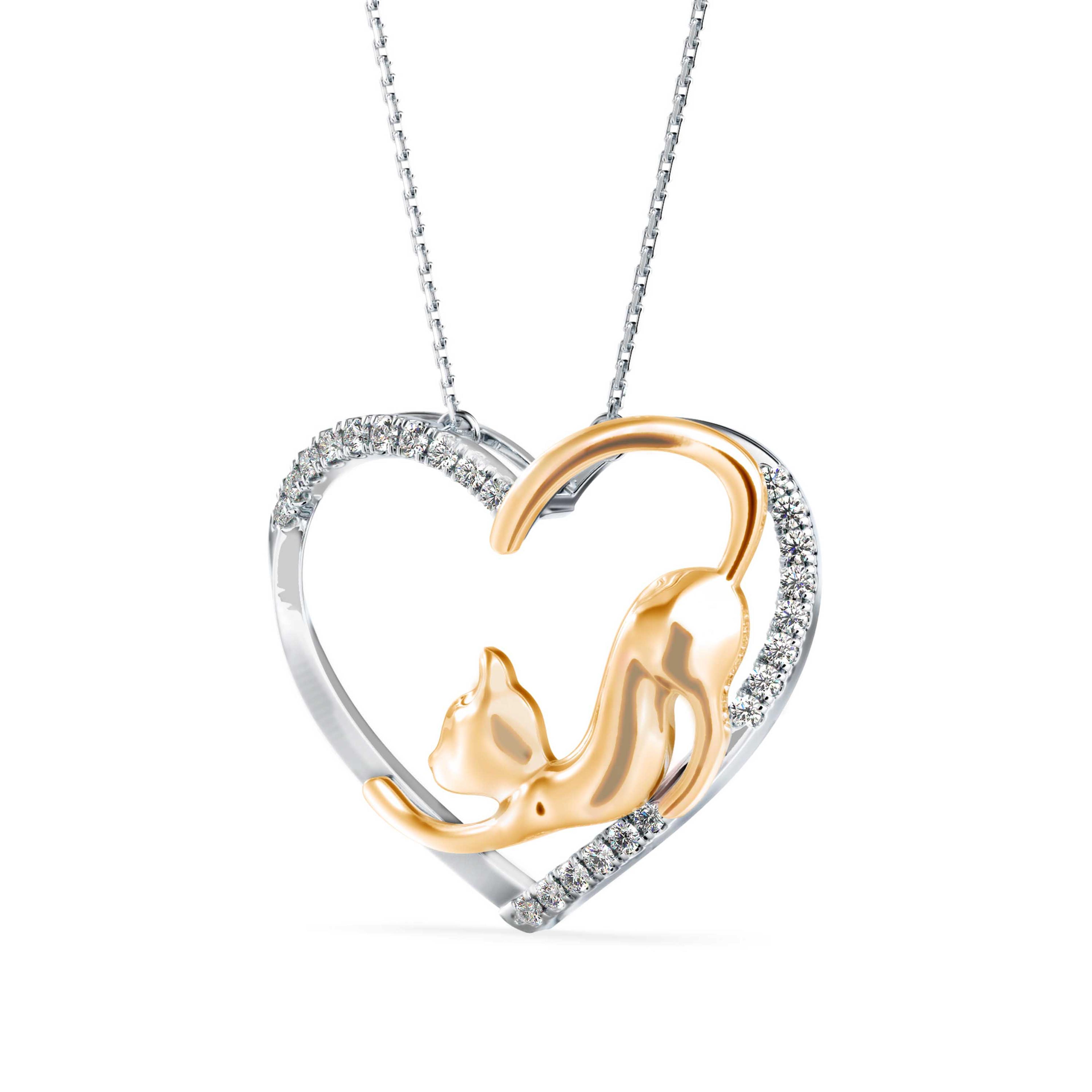 The Stretch Cat 0.20ct Lab-Grown Diamond Pendant 14K Yellow with VVS/VS - 6