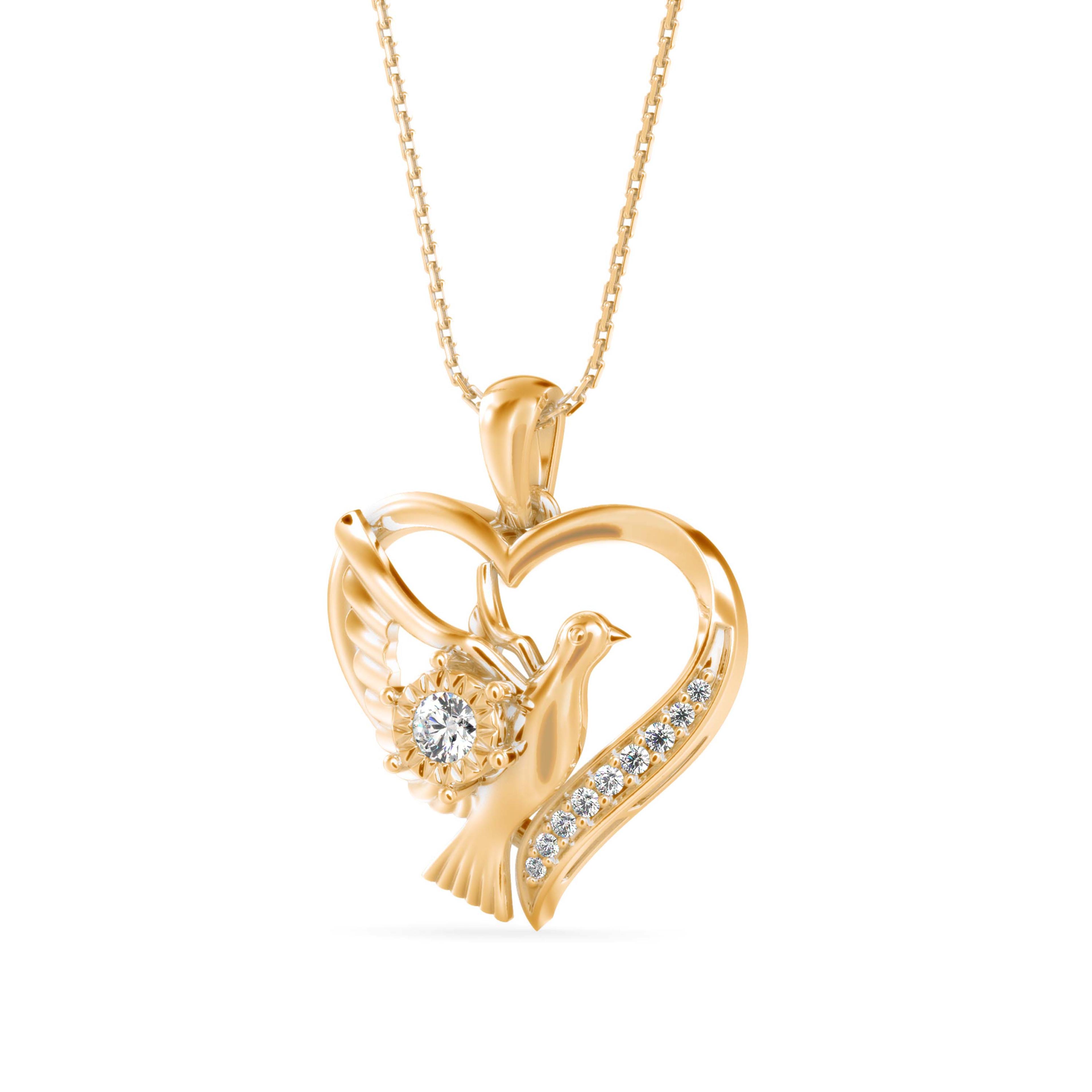 The Paloma Bird 0.16ct Lab-Grown Diamond Pendant 14K Yellow with VVS/VS - 6