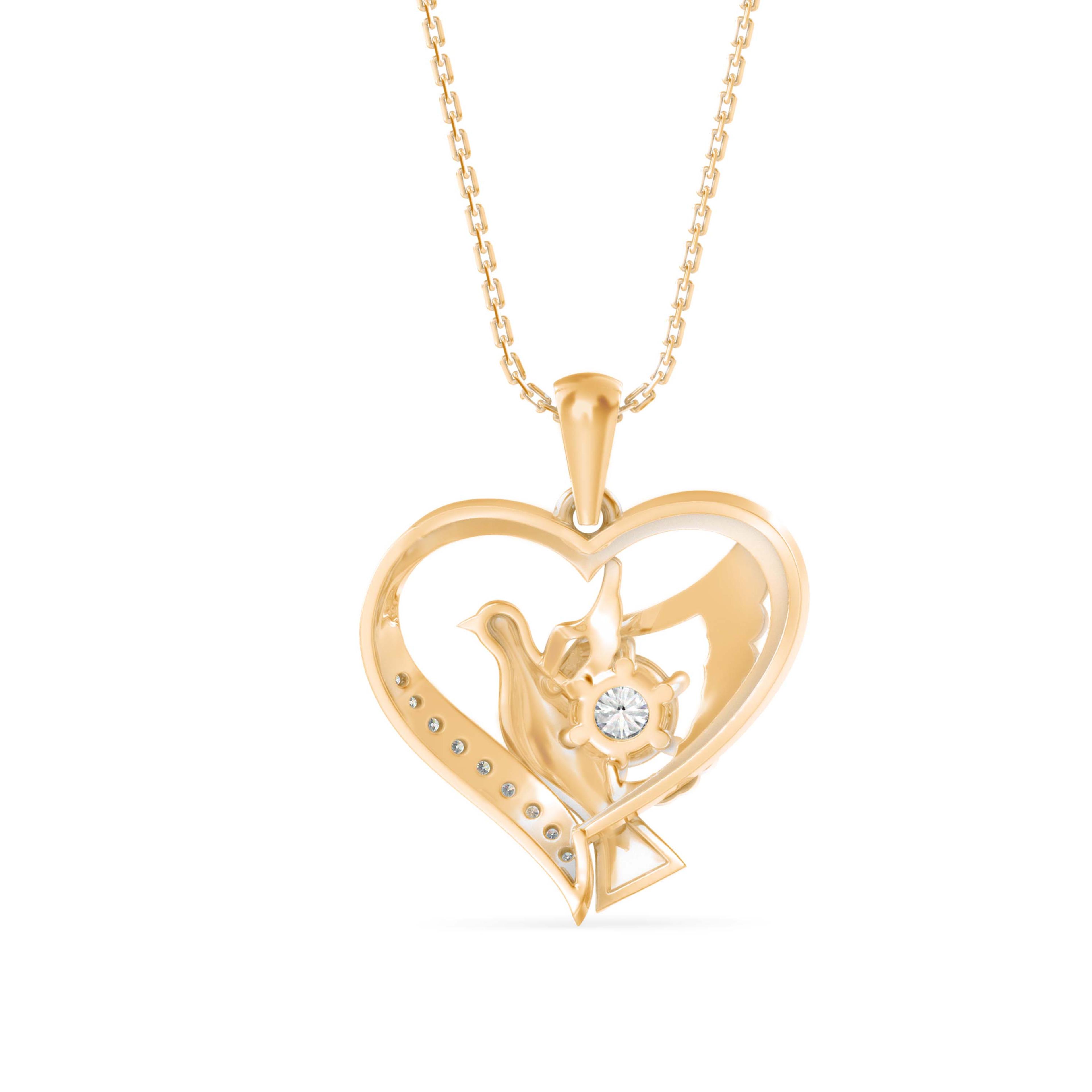 The Paloma Bird 0.16ct Lab-Grown Diamond Pendant 14K Yellow with VVS/VS - 3