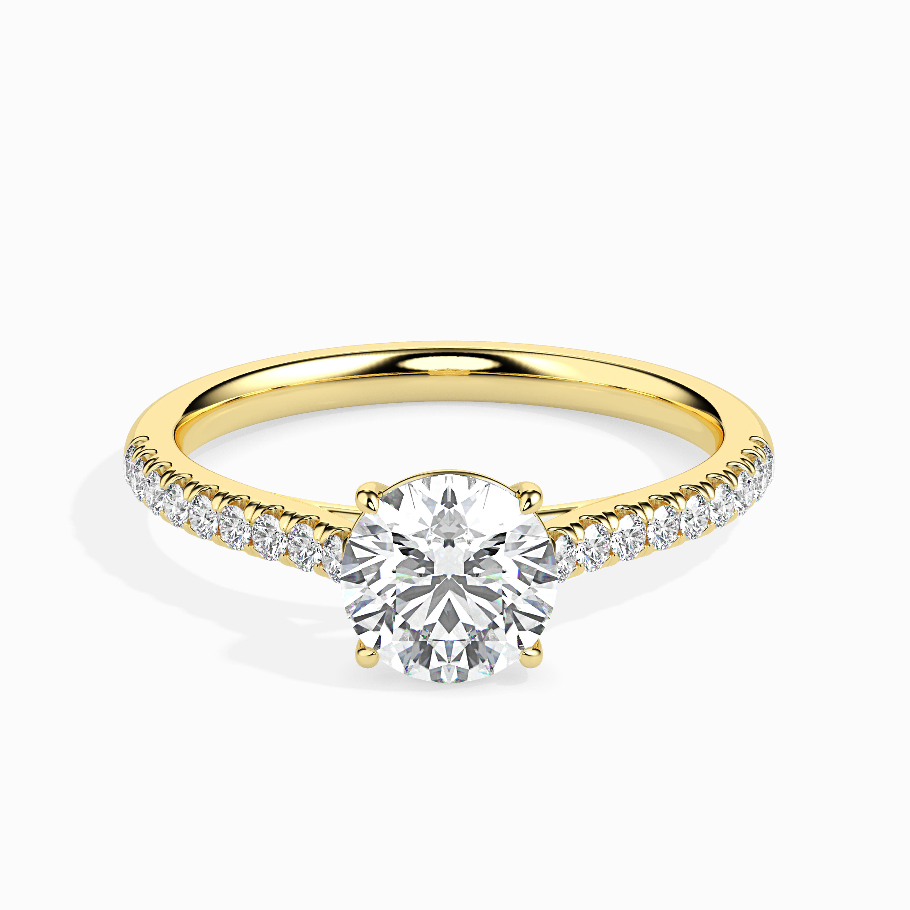 The Astra Pavé 0.92ct Round Lab-Grown Diamond Ring 14K Yellow with VVS/VS - 3
