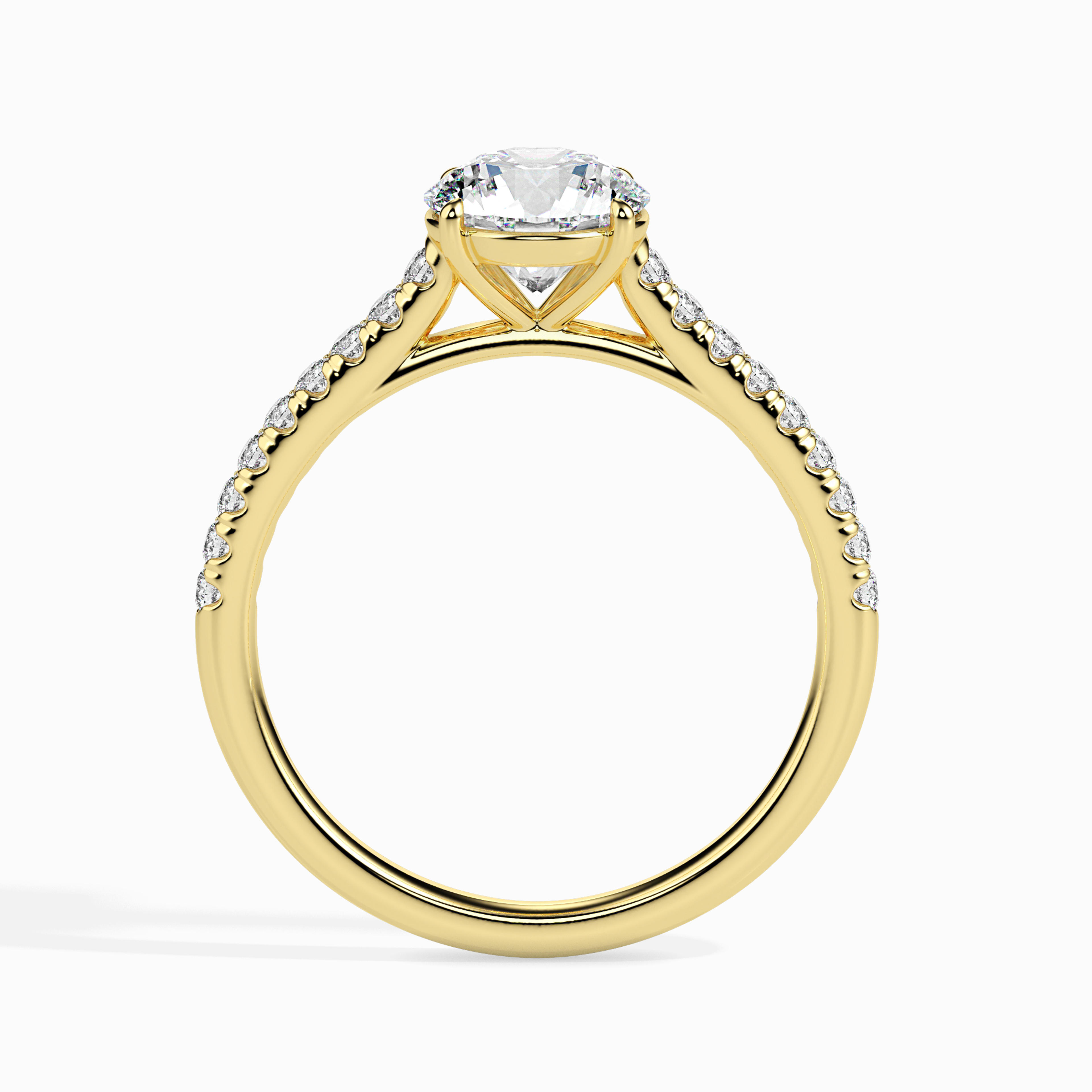 The Astra Pavé 0.92ct Round Lab-Grown Diamond Ring 14K Yellow with VVS/VS - 5