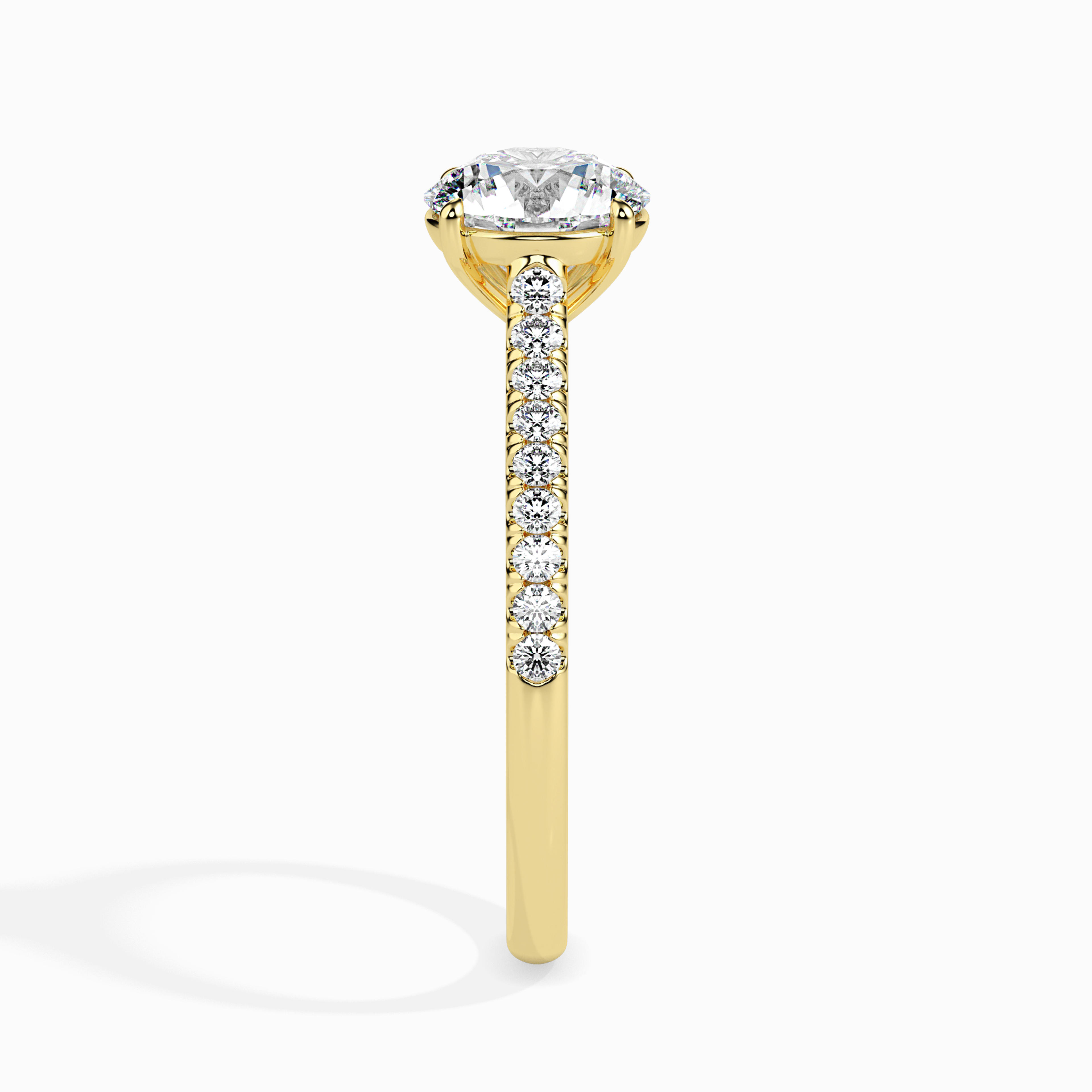 The Astra Pavé 0.92ct Round Lab-Grown Diamond Ring 14K Yellow with VVS/VS - 6