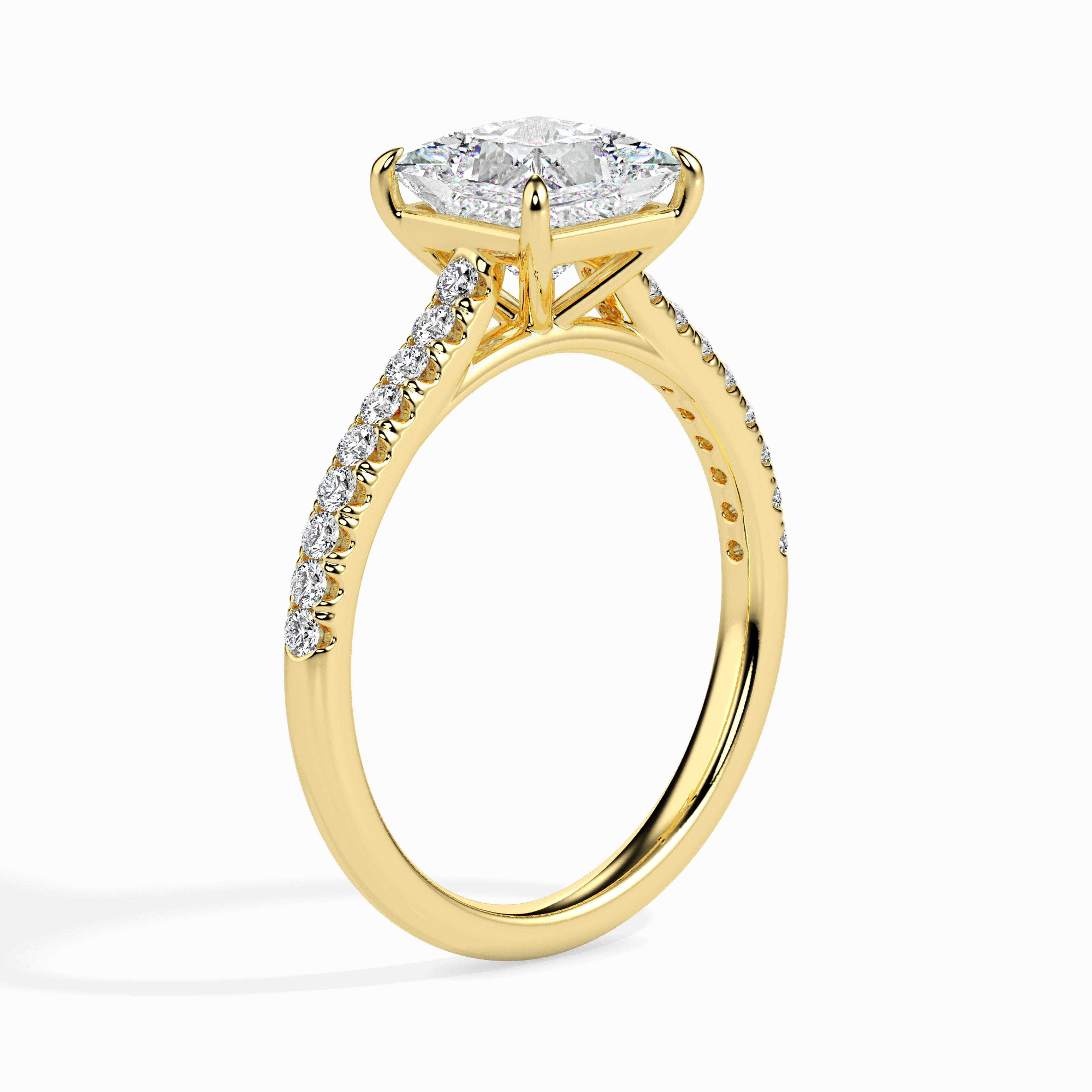 The Zaria Pavé 1.06ct Princess Lab-Grown Diamond Ring 14K Yellow with VVS/VS - 4