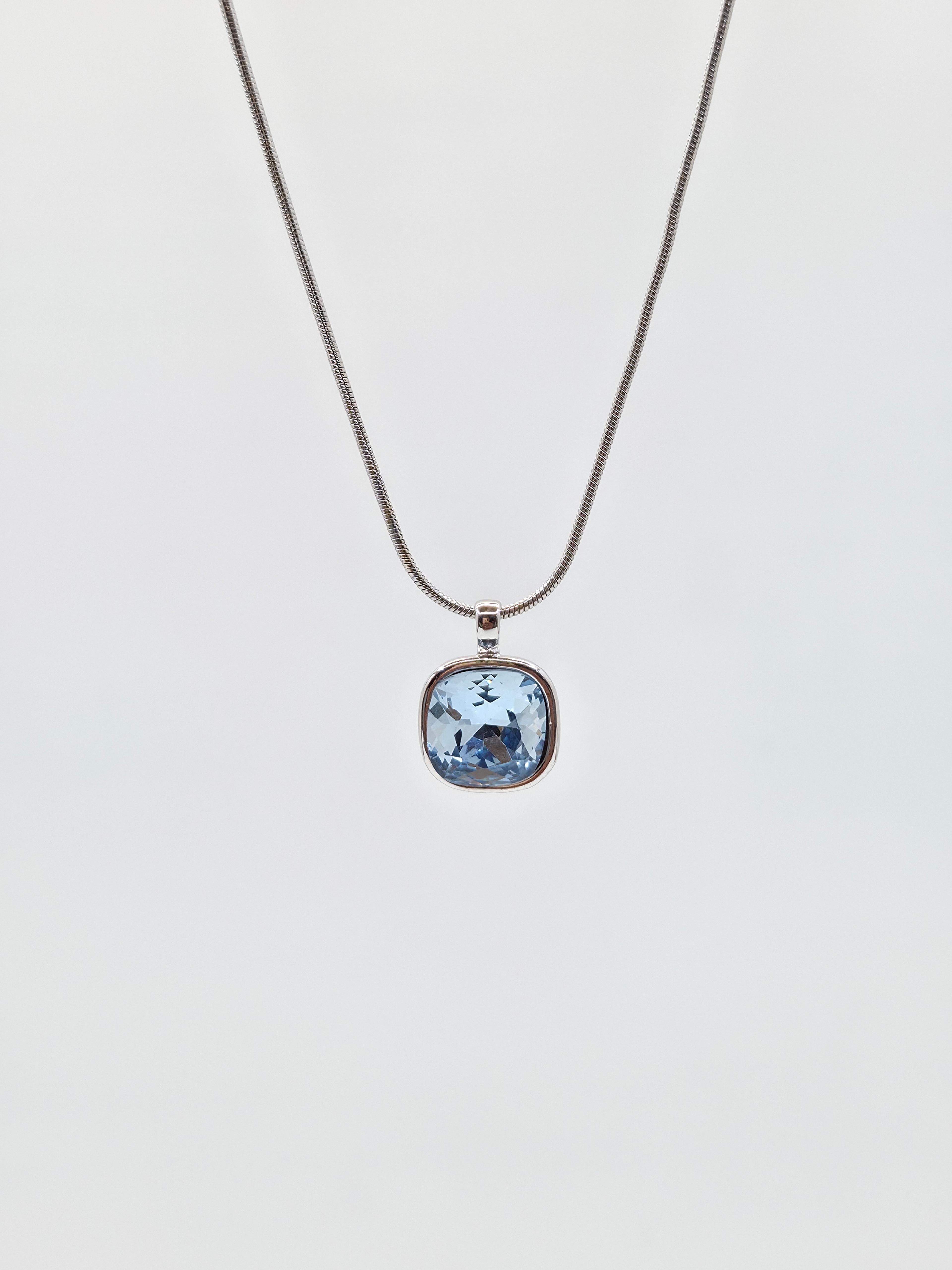 The Azure Blue Stone 925 Silver Pendant Set  White - 4