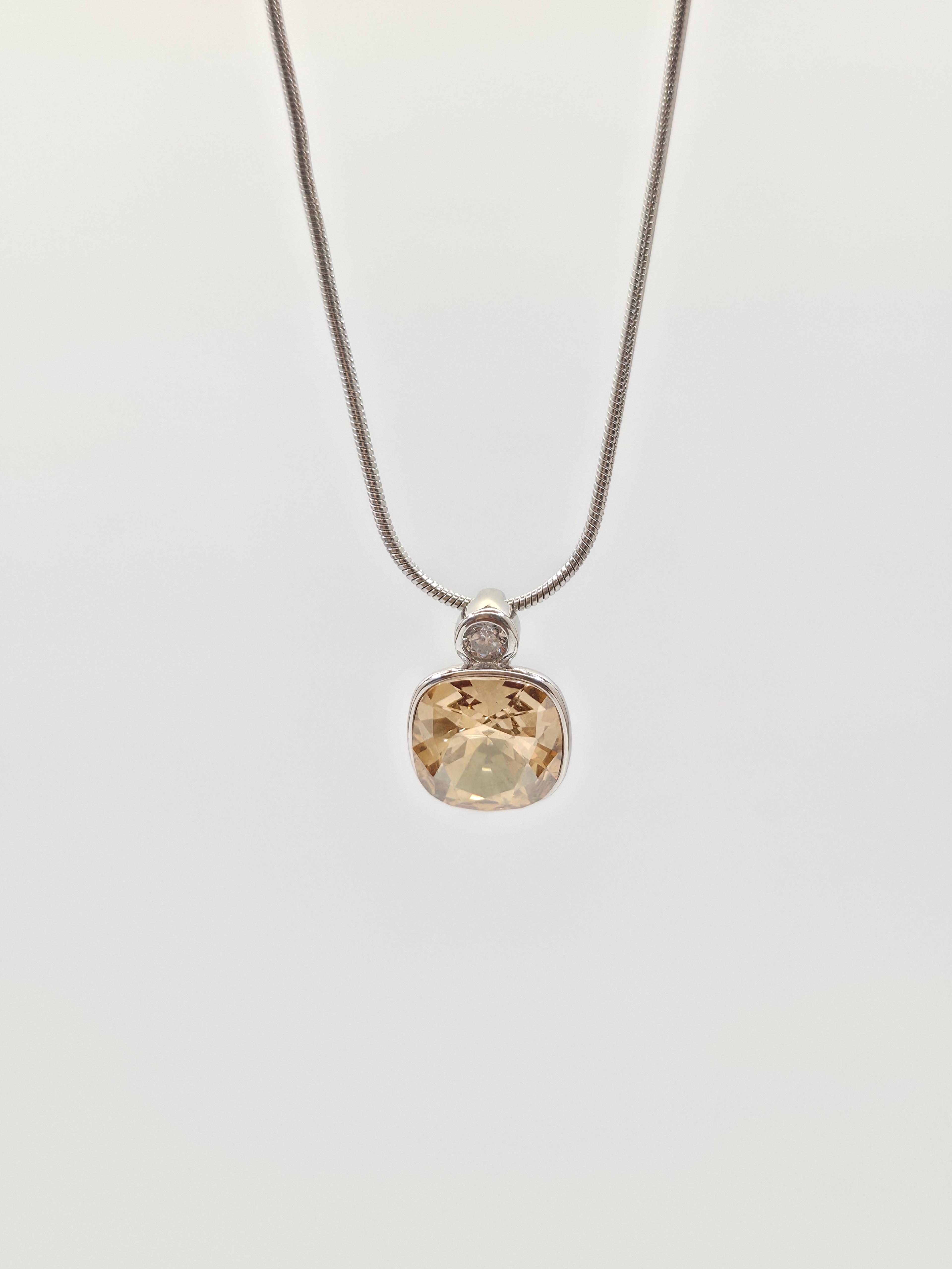 The Solis Yellow Stone 925 Silver Pendant Set  White - 5