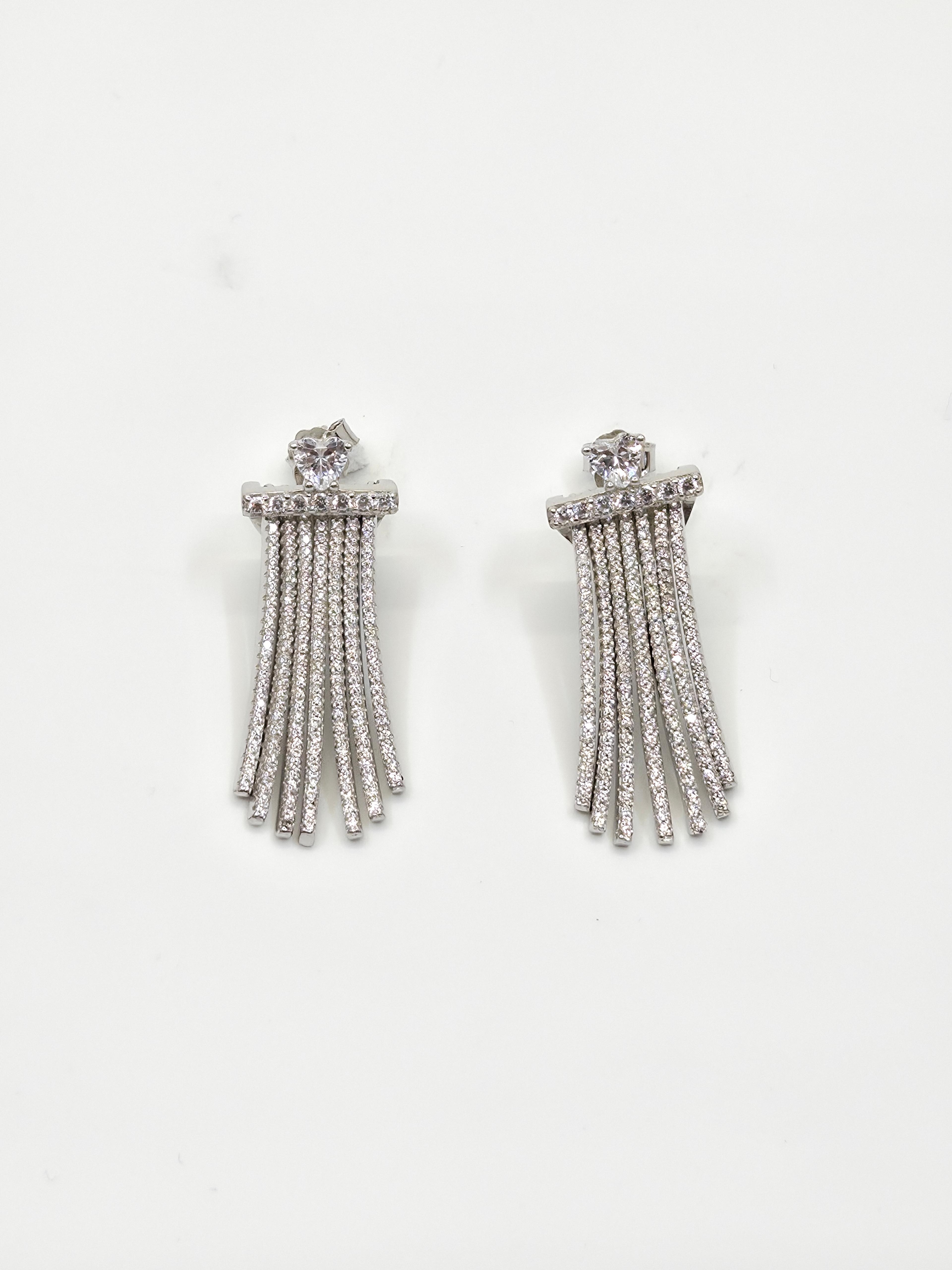 The Nova Drop White Stone 925 Silver Pendant Set  White - 4