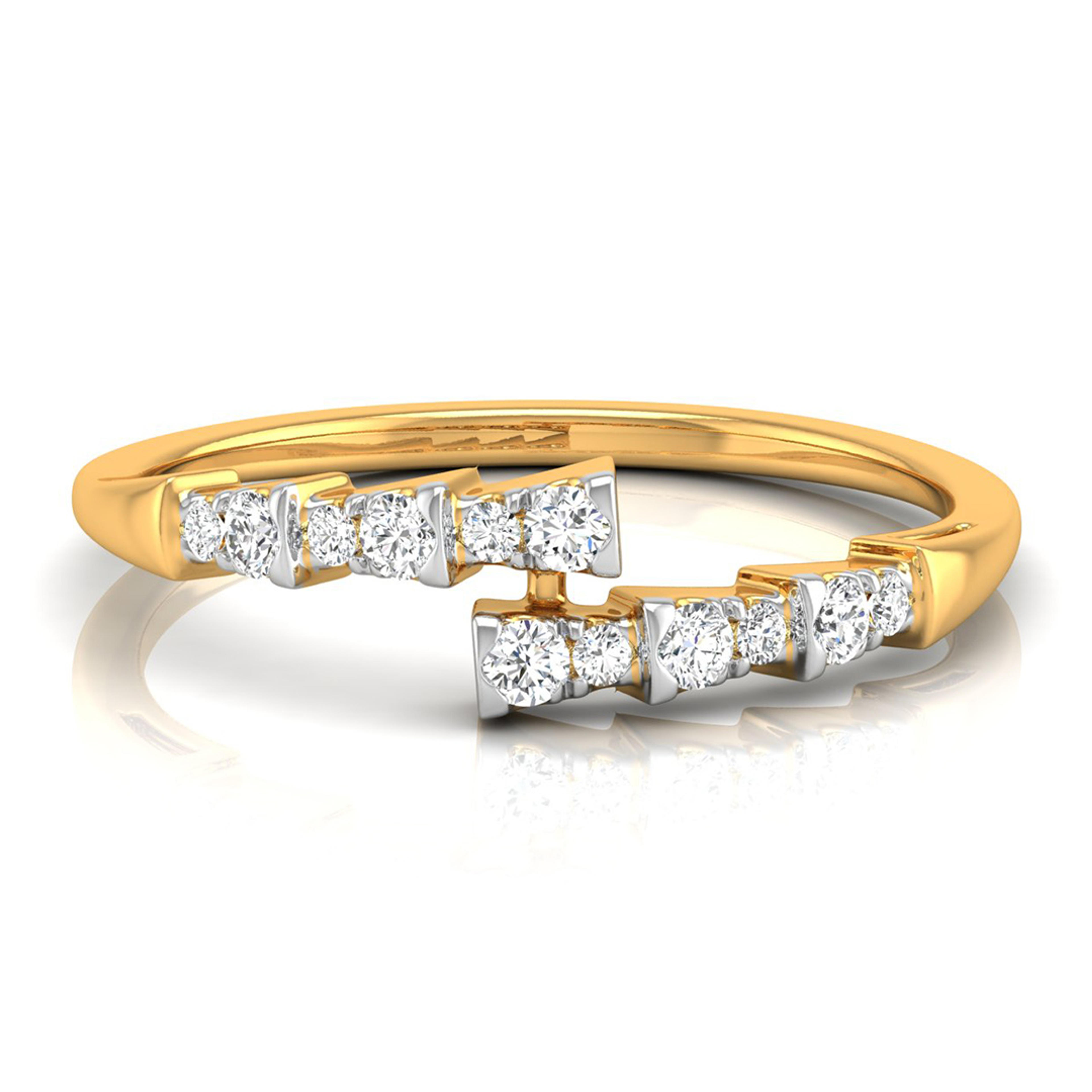 The Celine Curved 0.15ct Lab-Grown Diamond Stacking Ring 14K Yellow with VVS/VS - 4