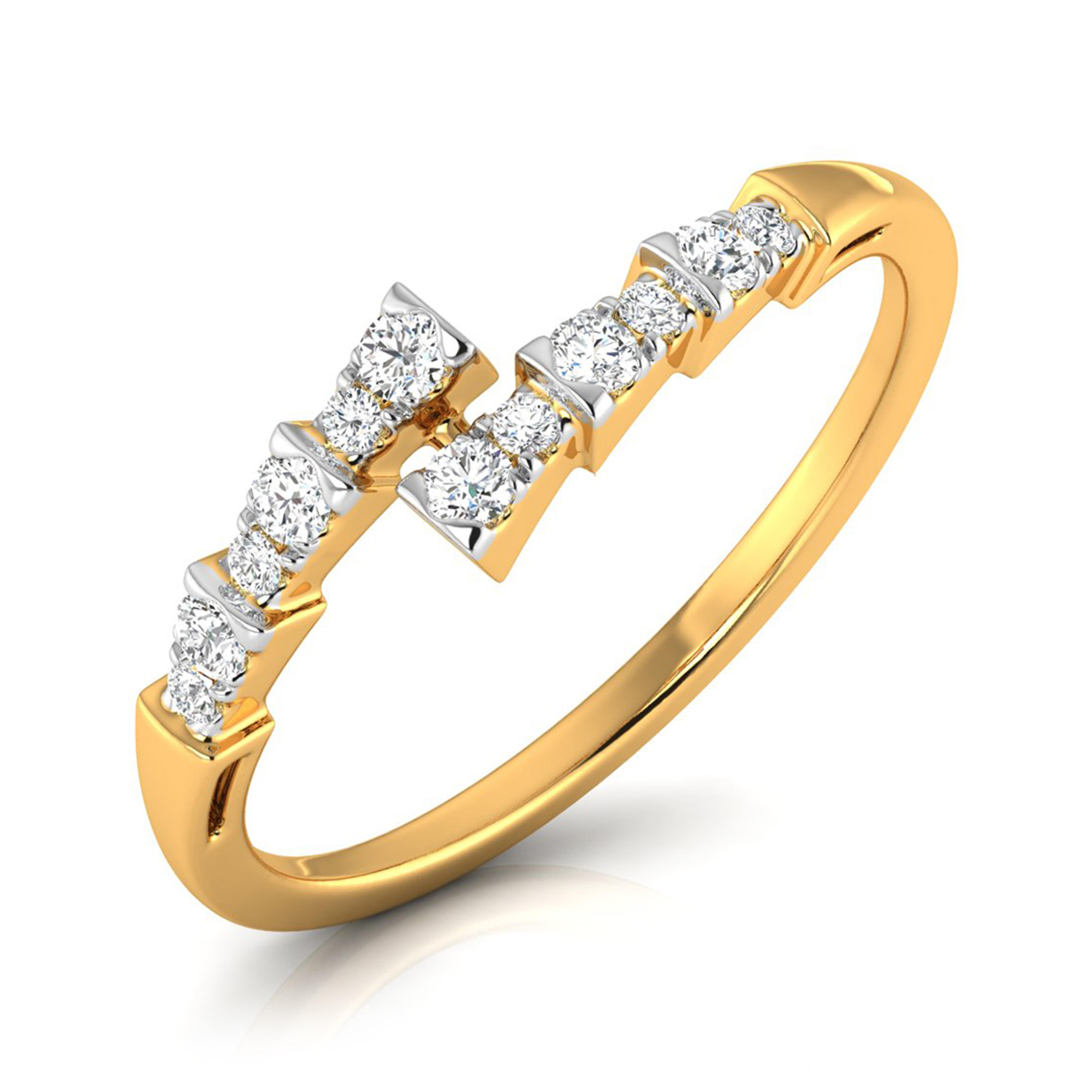 The Celine Curved 0.15ct Lab-Grown Diamond Stacking Ring 14K Yellow with VVS/VS - 3