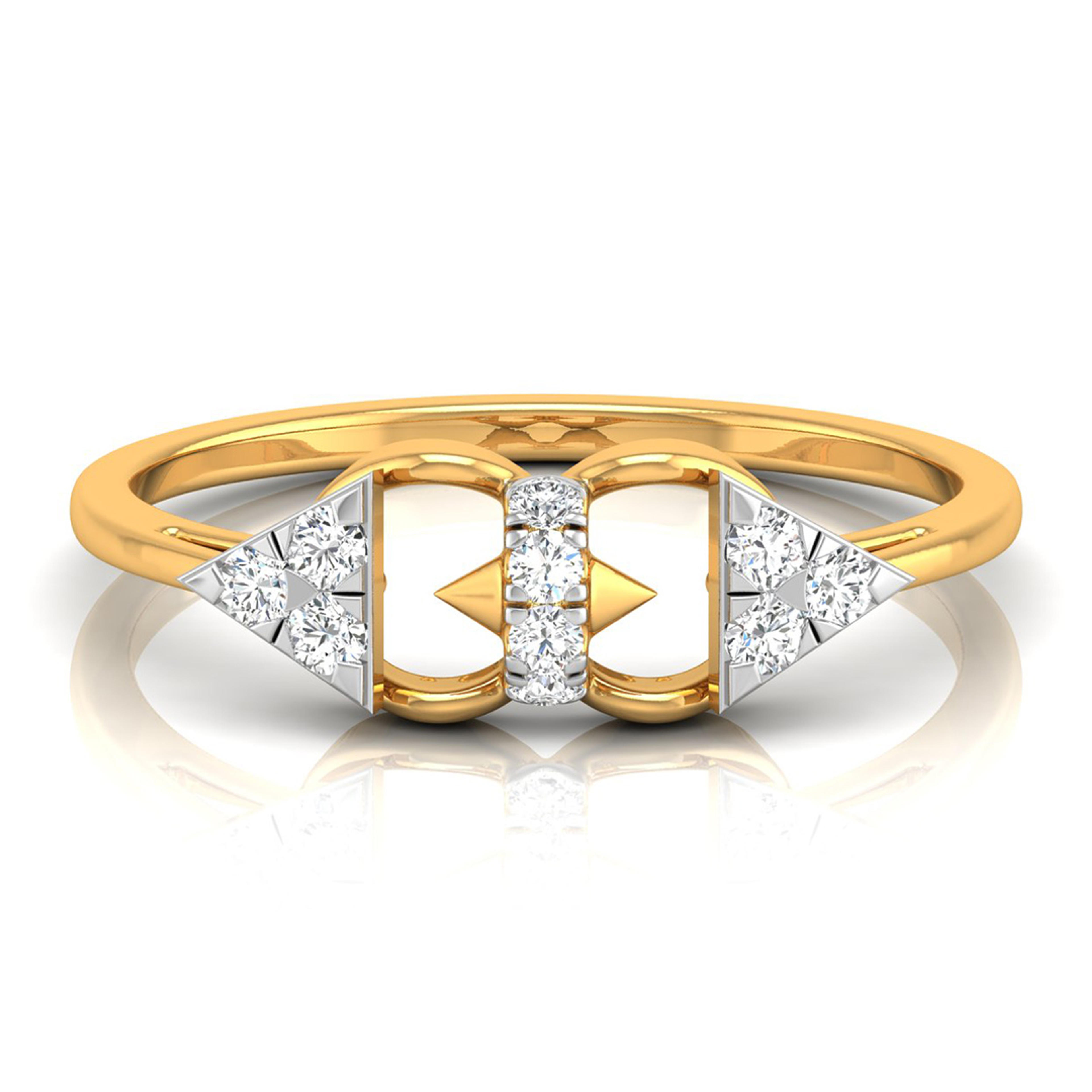 The Aria Open Cuff 0.13ct Lab-Grown Diamond Ring 14K Yellow with VVS/VS - 1