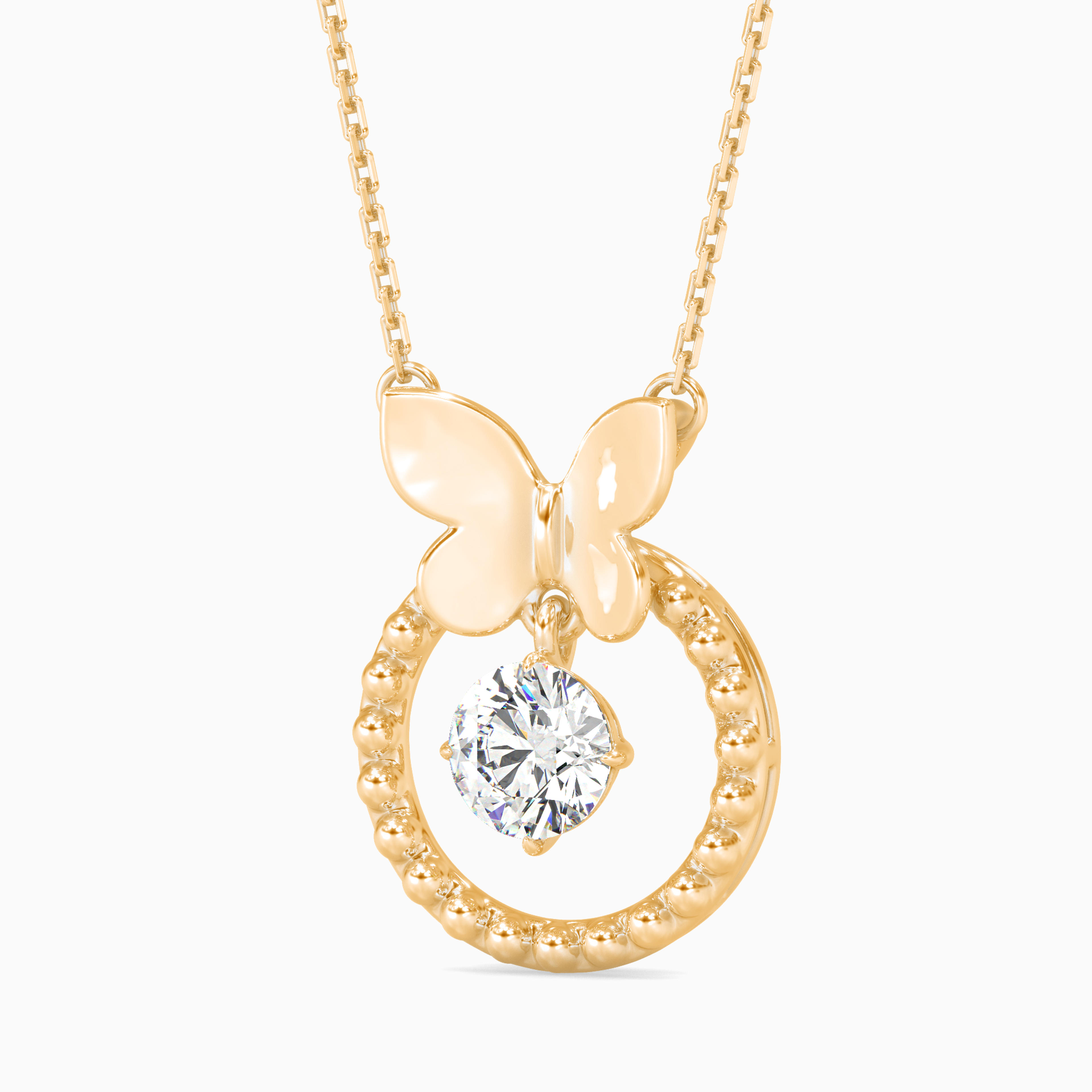 The Mariposa Circle 0.53ct Solitaire Lab-Grown Diamond Pendant 14K Yellow with VVS/VS - 5