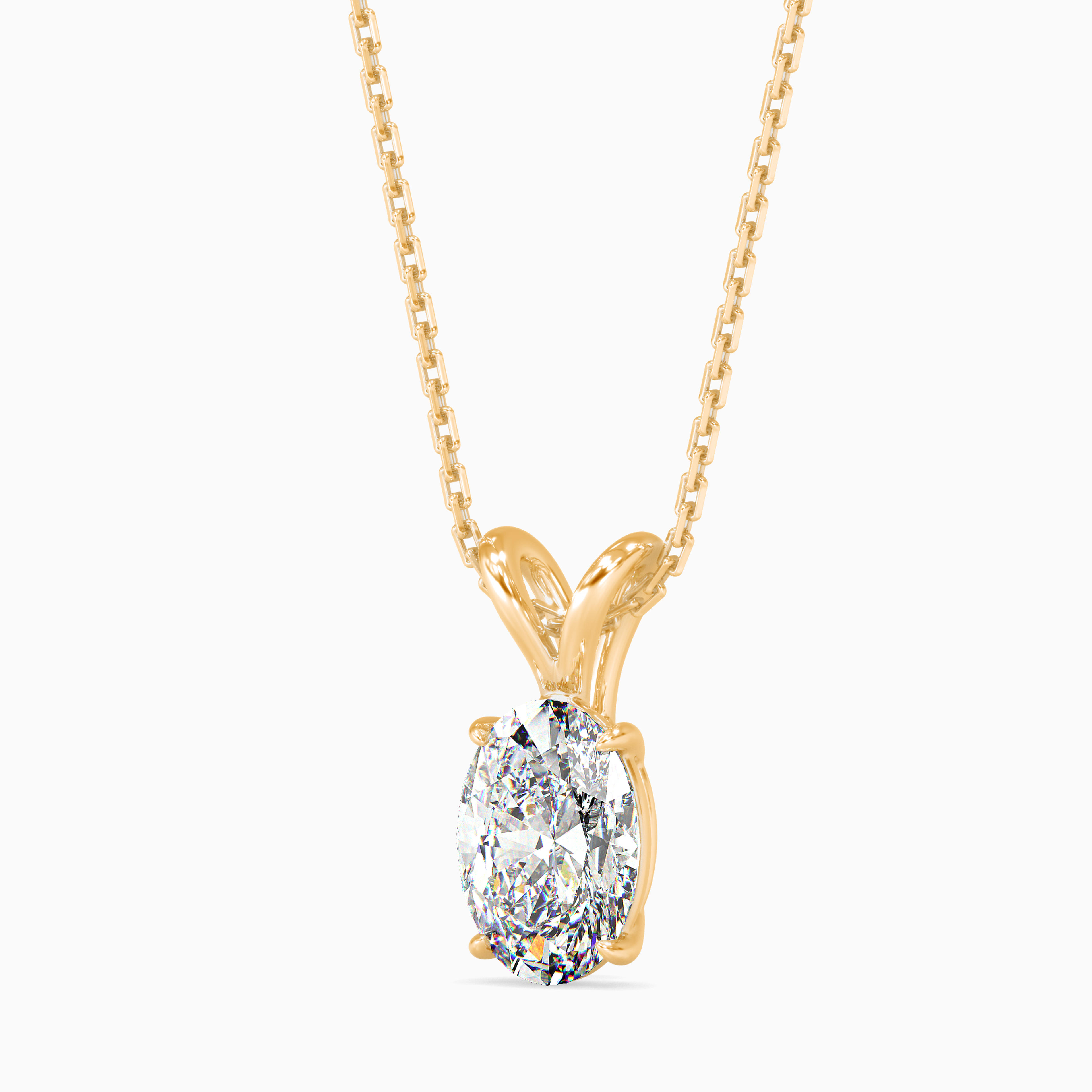 The Harmony Duo-Arm 1.00ct Oval Solitaire Lab-Grown Diamond Pendant 14K Yellow with VVS/VS - 6