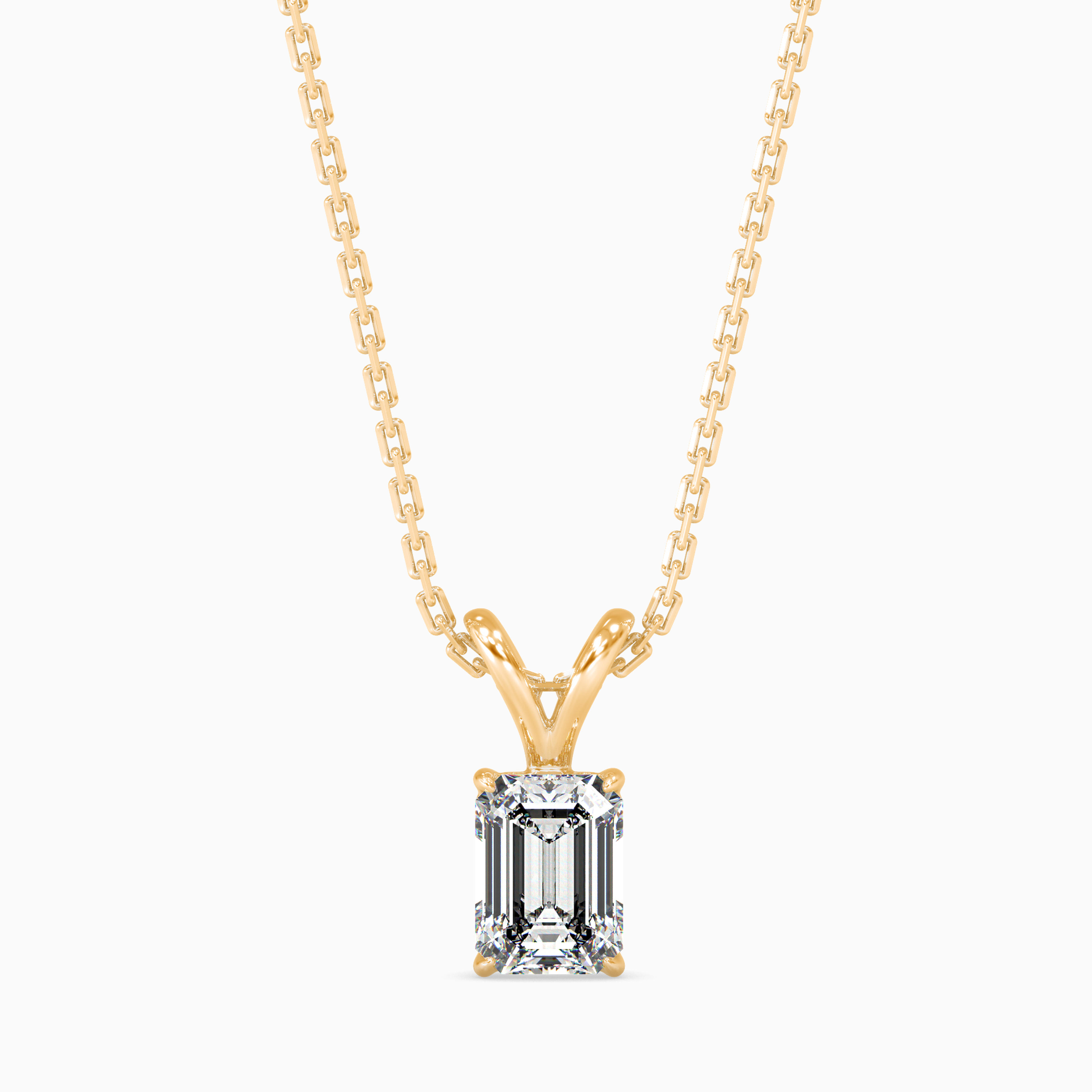 The Solace Duo-Arm 0.86ct Emerald Solitaire Lab-Grown Diamond Pendant 14K Yellow with VVS/VS - 6