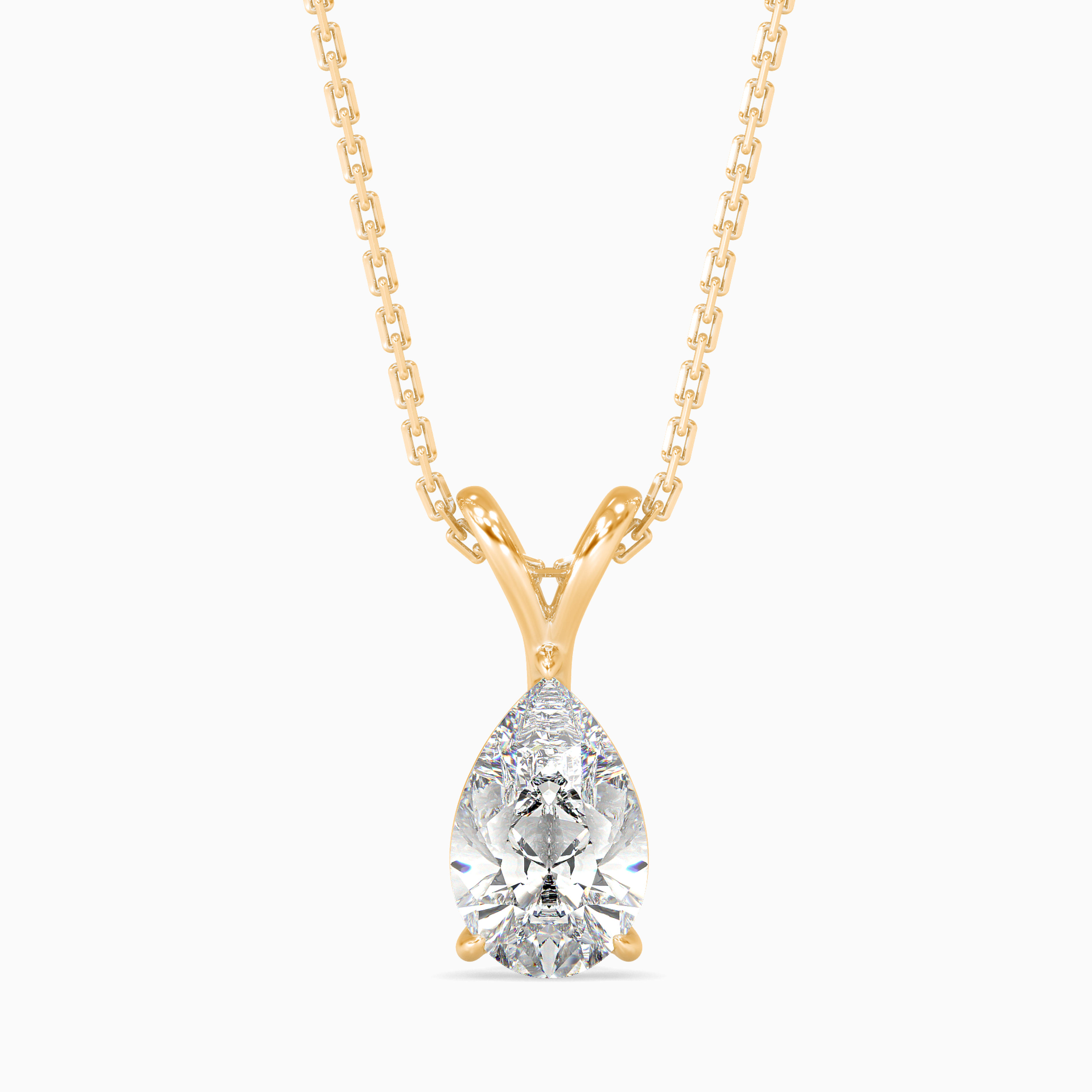 The Serenity Duo-Arm 0.95ct Pear Solitaire Lab-Grown Diamond Pendant 14K Yellow with VVS/VS video 1