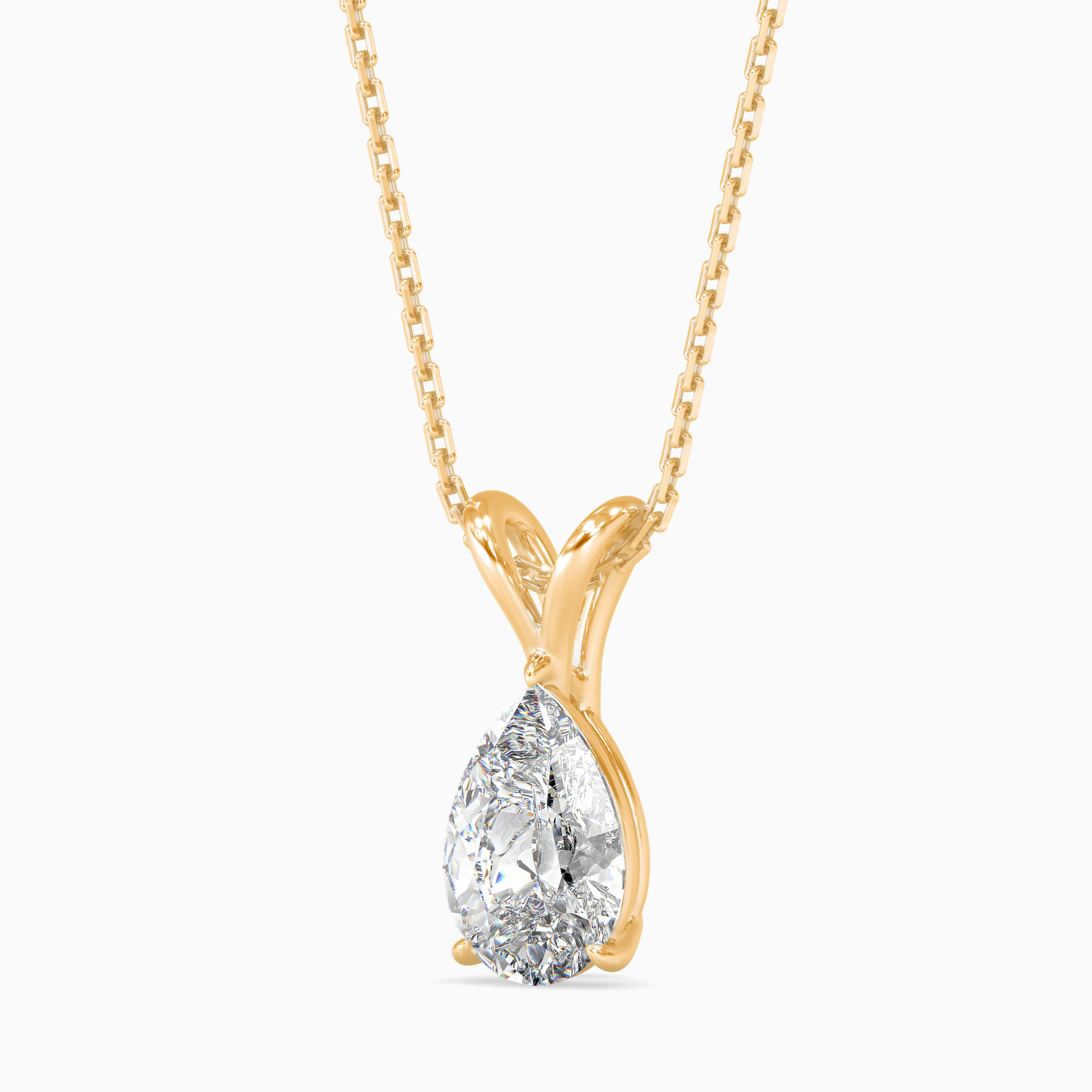 The Serenity Duo-Arm 0.95ct Pear Solitaire Lab-Grown Diamond Pendant 14K Yellow with VVS/VS - 6