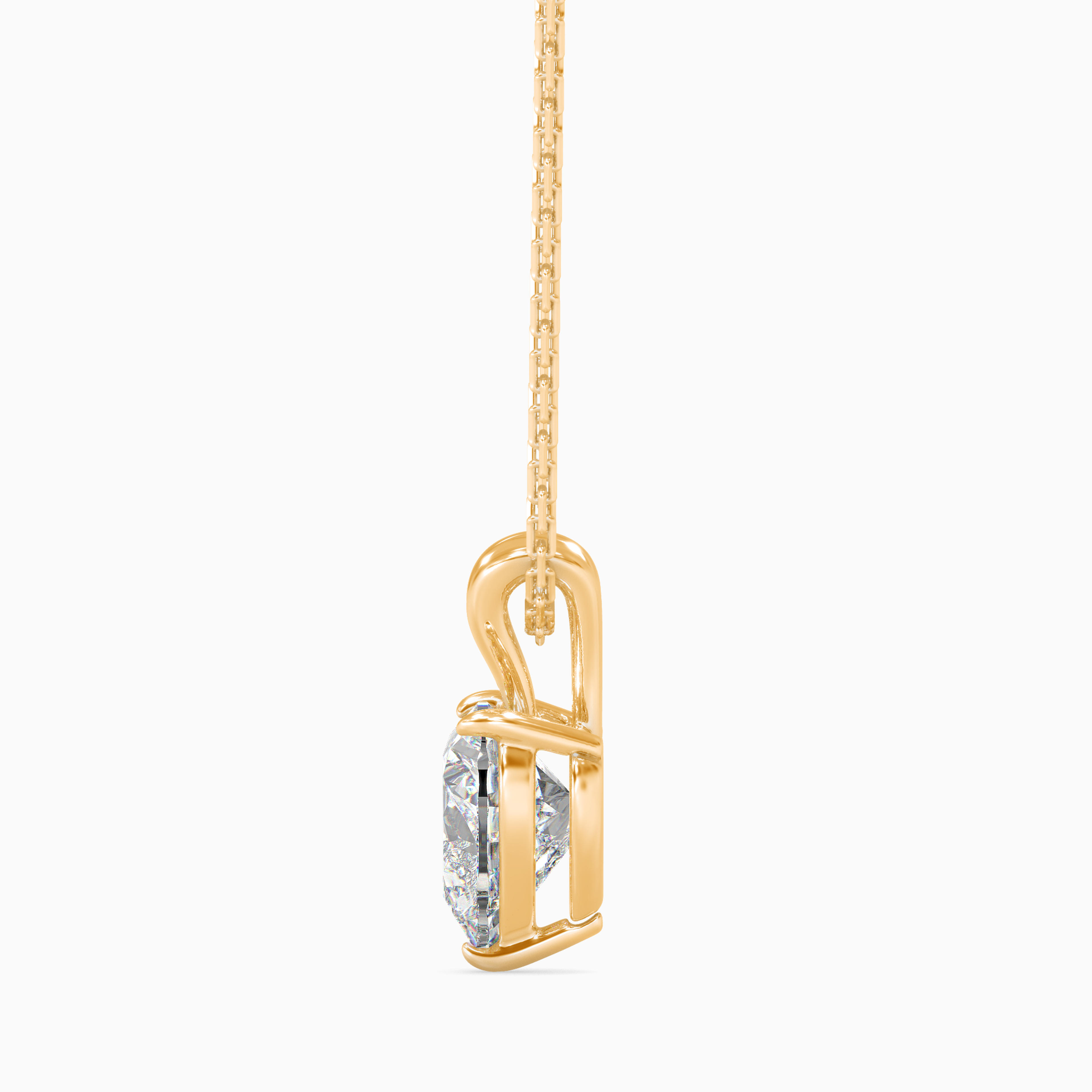 The Amour Duo-Arm 1.07ct Heart Solitaire Lab-Grown Diamond Pendant 14K Yellow with VVS/VS - 3